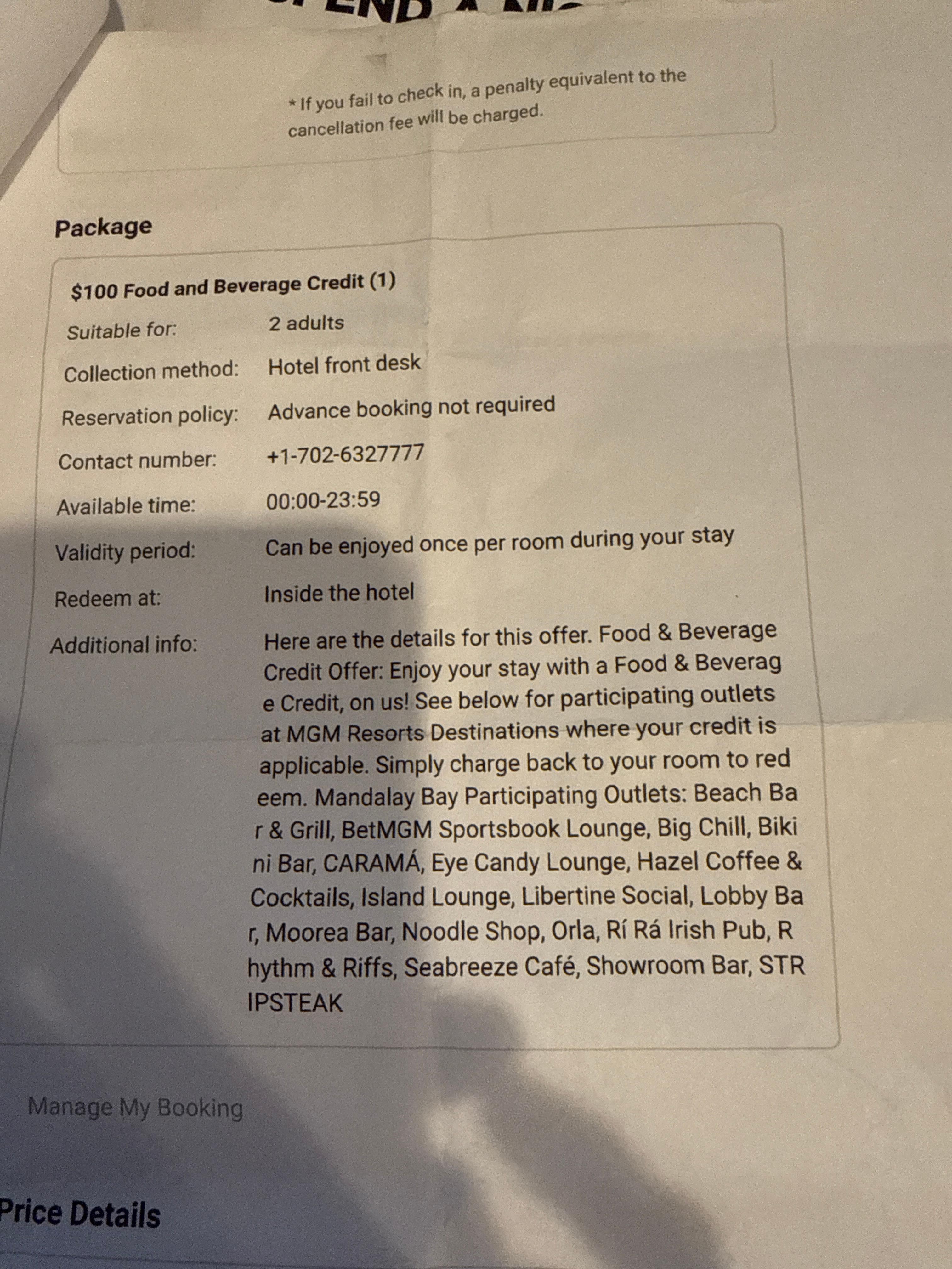 Refused $100 credit out check out.