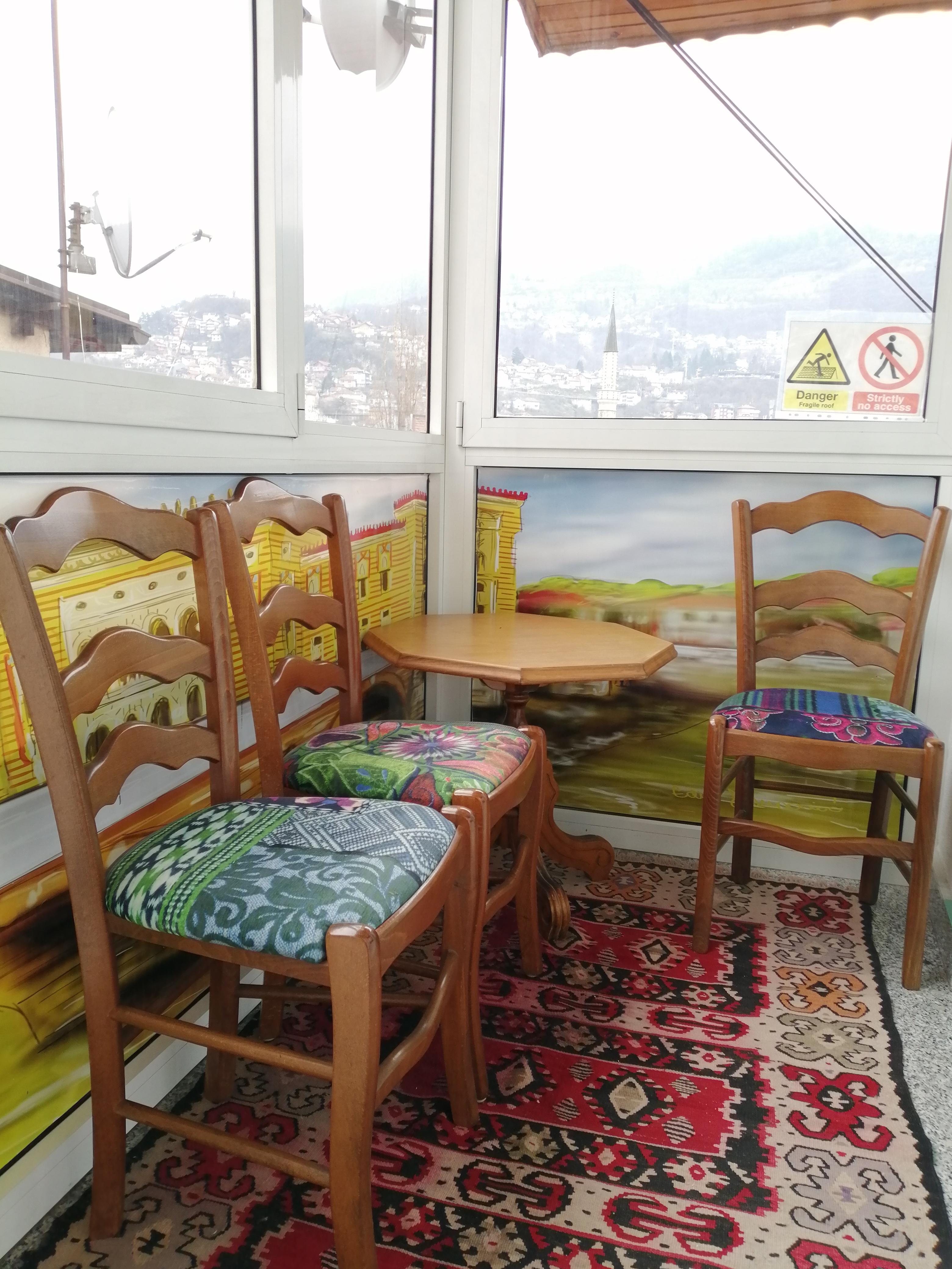 This seating area is on the top floor with amazing views over the city. 