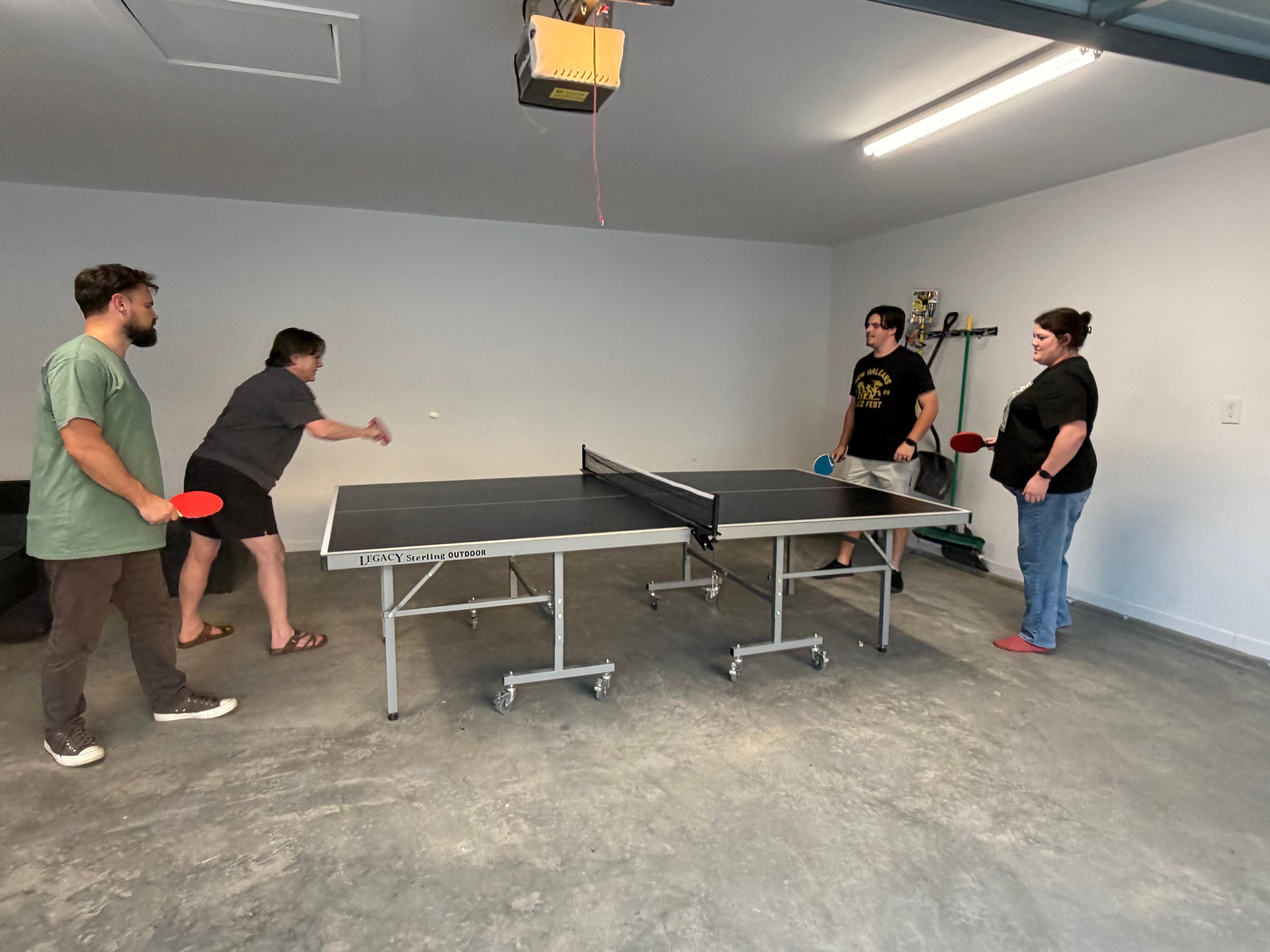 Ping pong table in garage was so fun!