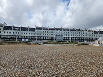 View of hotel from beach.