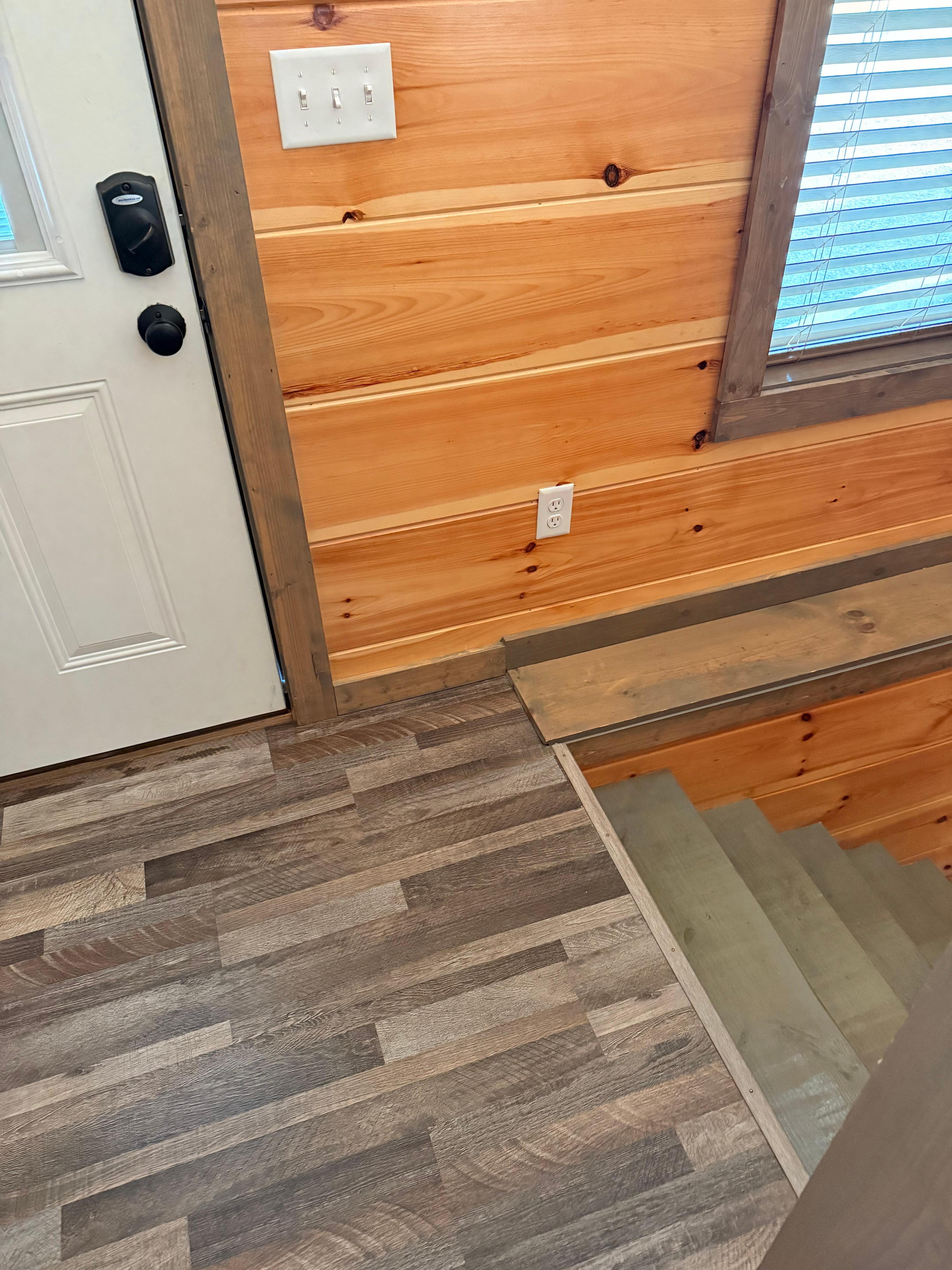 As soon as you walk in you have about a foot of space before you meet the stairs. If you aren’t paying attention when you’re unloading your vehicle you will fall down the stairs.