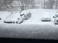 Parking lot was never plowed.