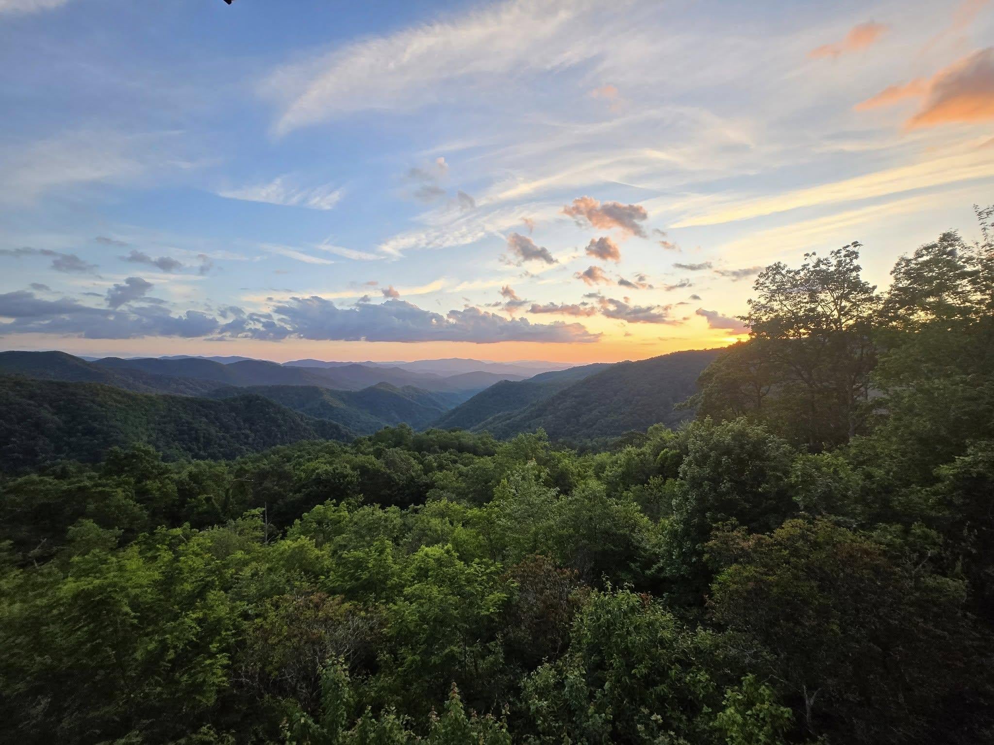 View from the back porch is breath taking at dusk. 