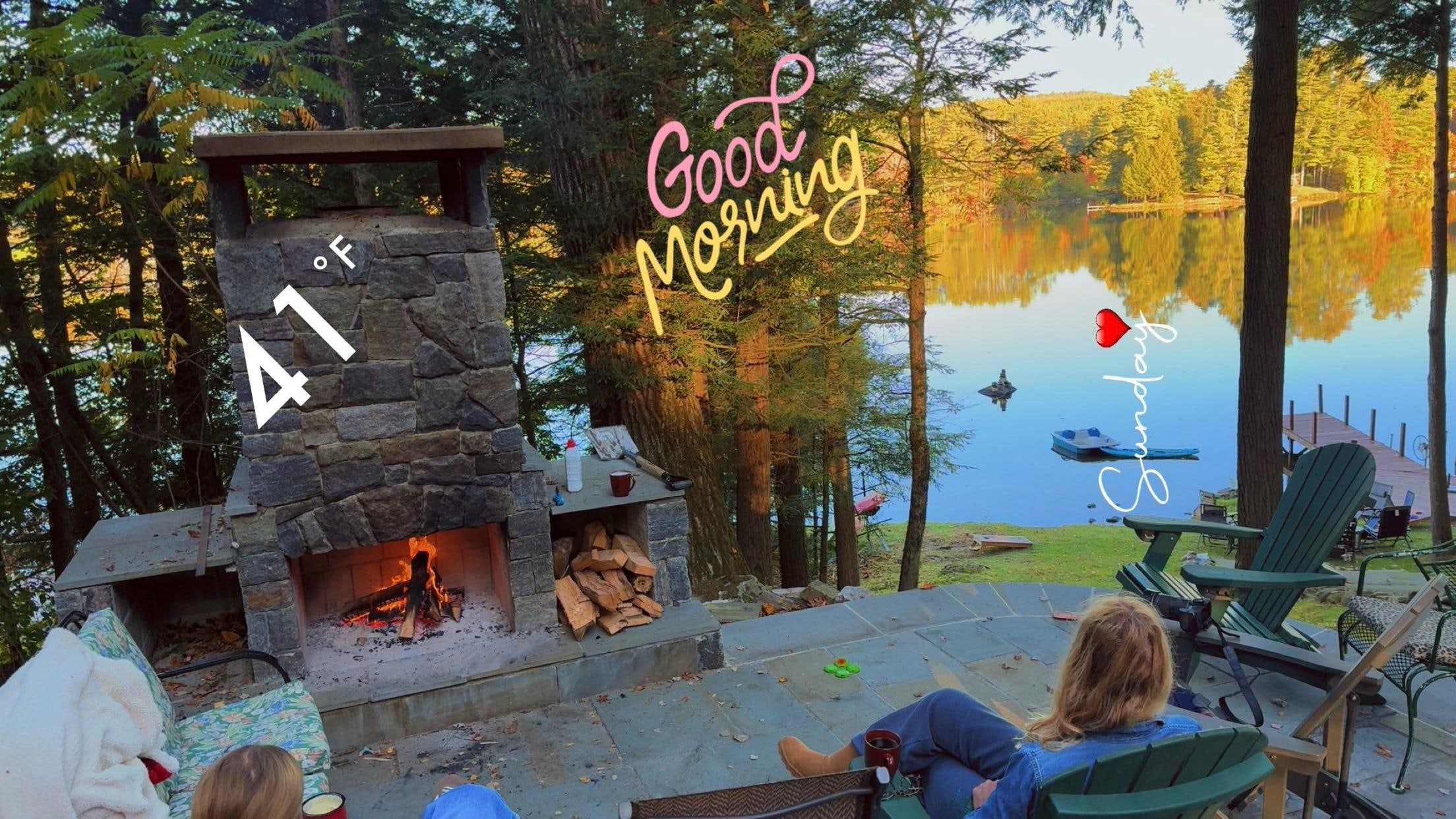 The view and fire place is beautiful 