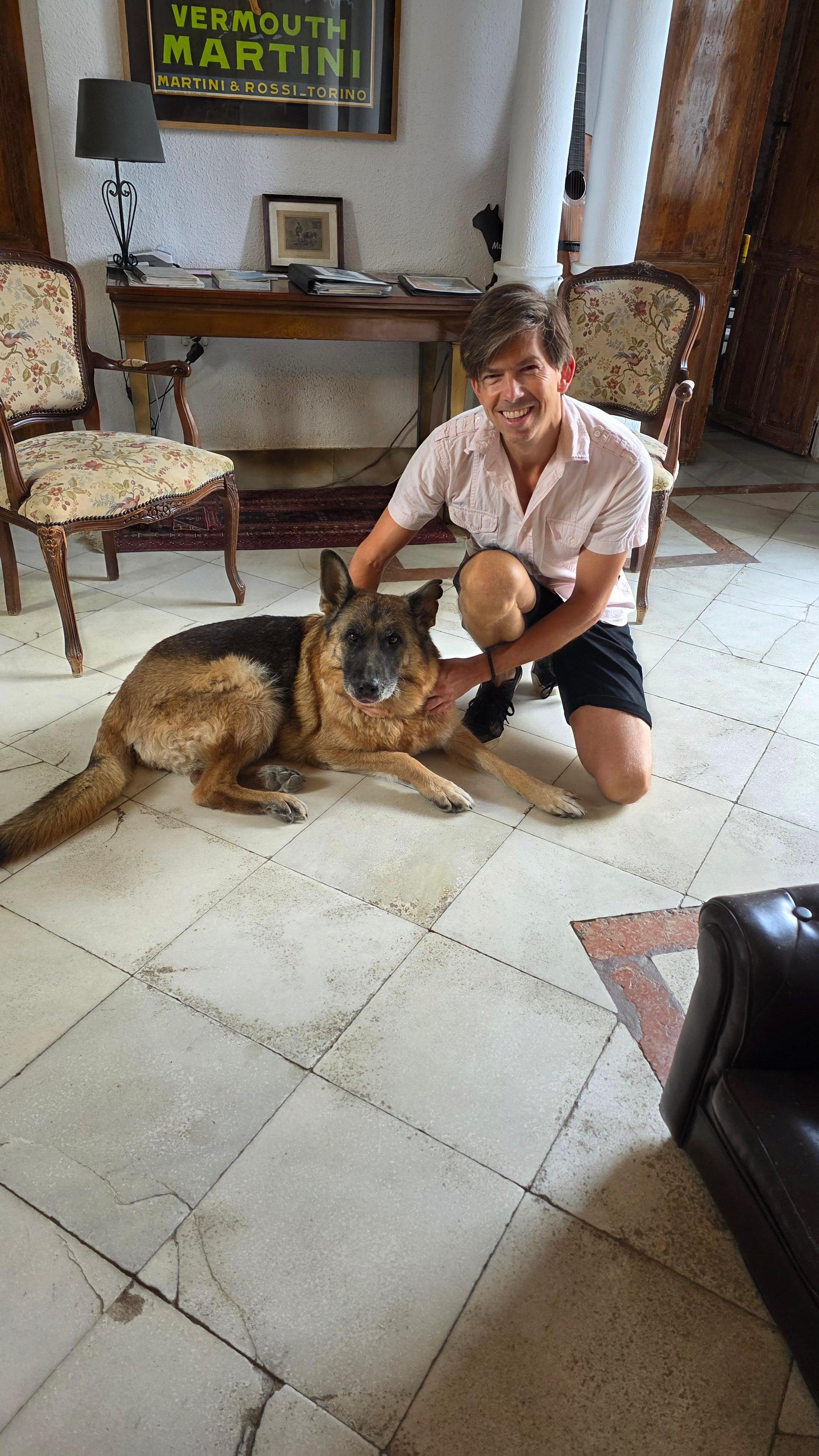 Olivier and Chung the very friendly dog