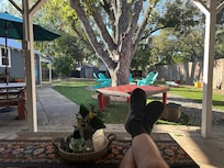 Relaxing on the back patio enjoying a cool brisk October Sunday morning.