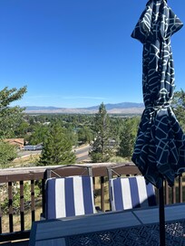 Top patio view, big comfy table to eat & take in the views