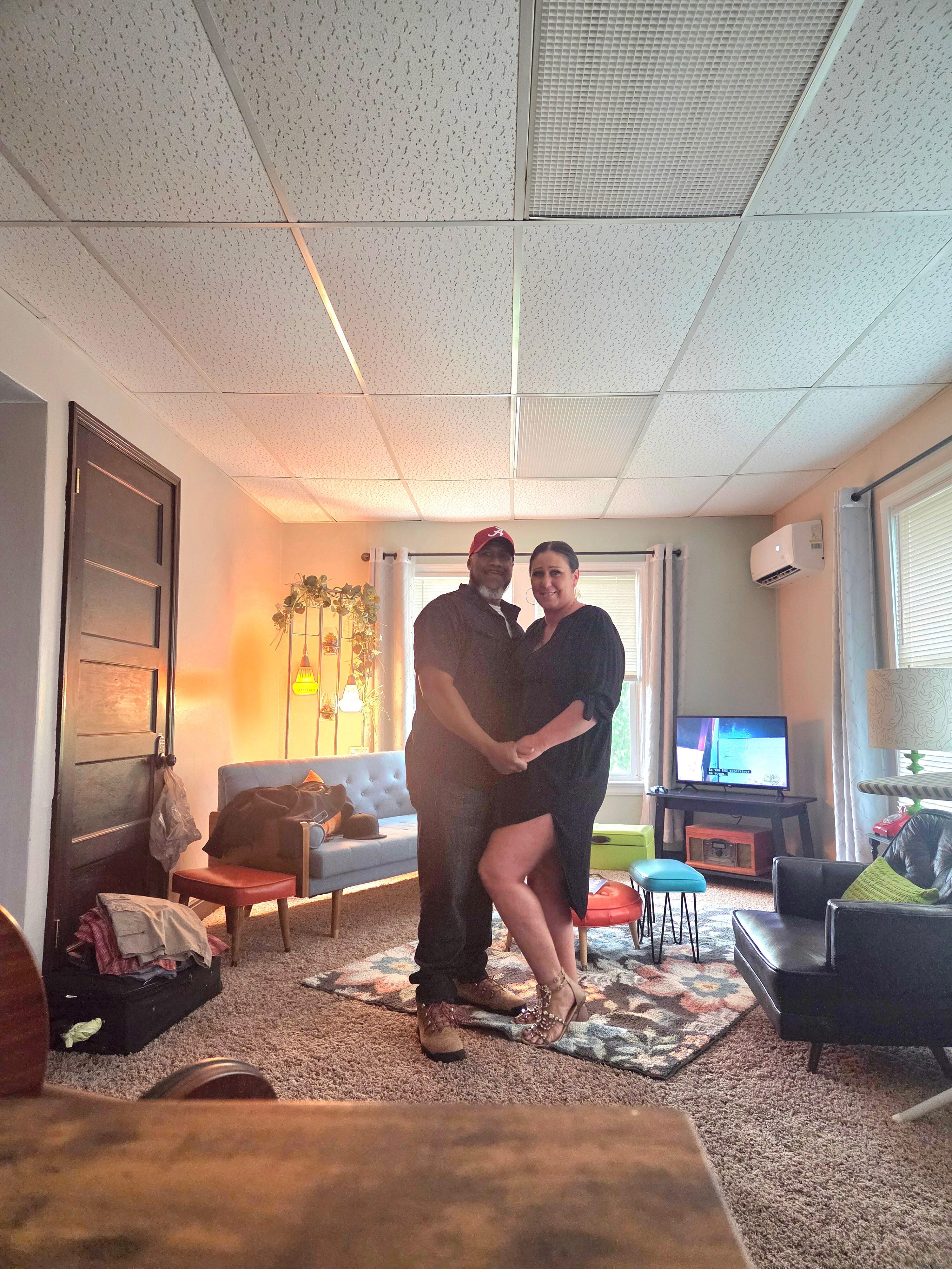 Again, please don't mind my husbands mess, but this is us before our night on the town in Galena.