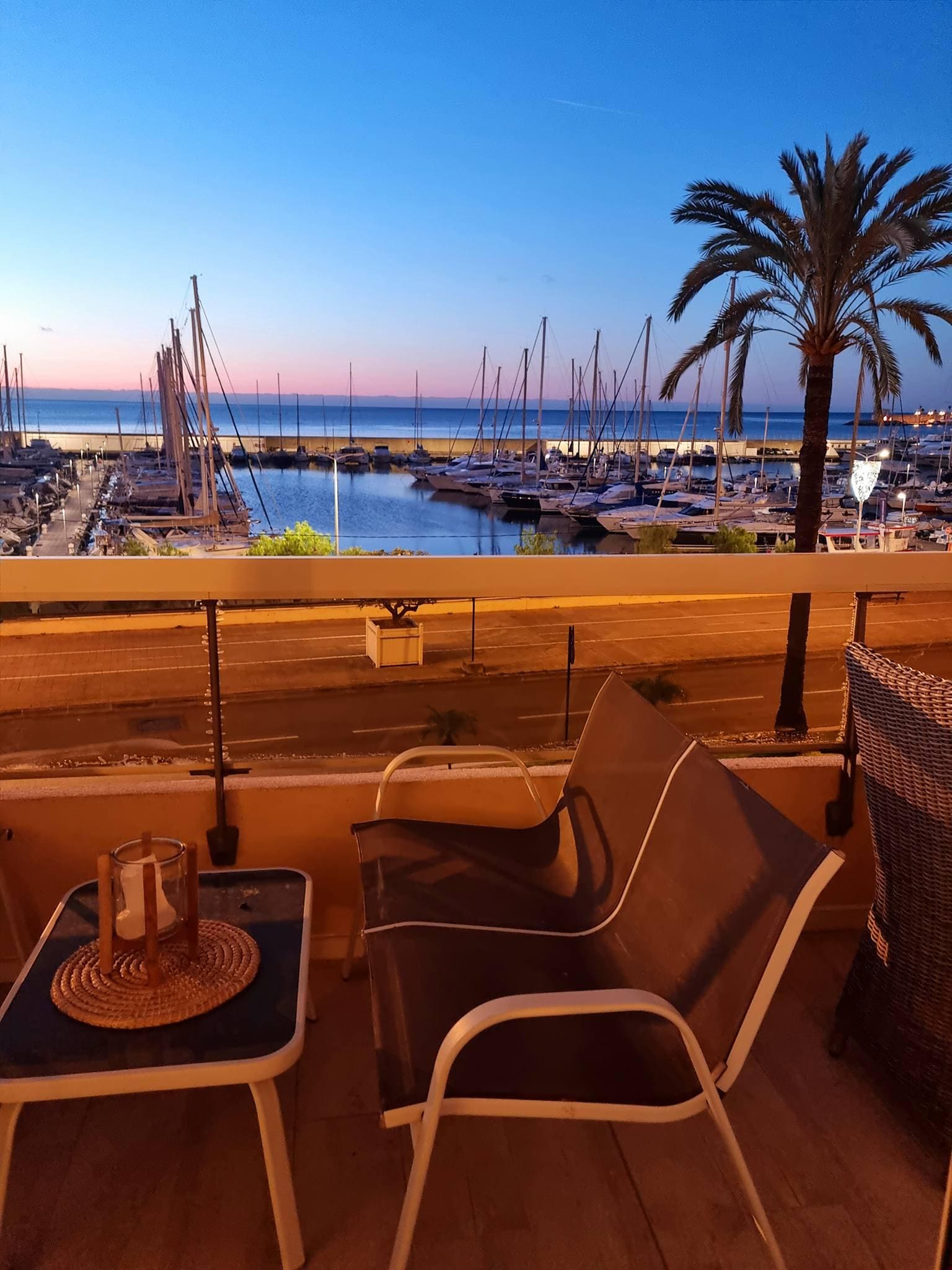 Prise de vue du balcon au lever du jour