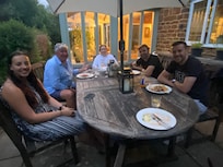 Dinner at the main outside dining table.