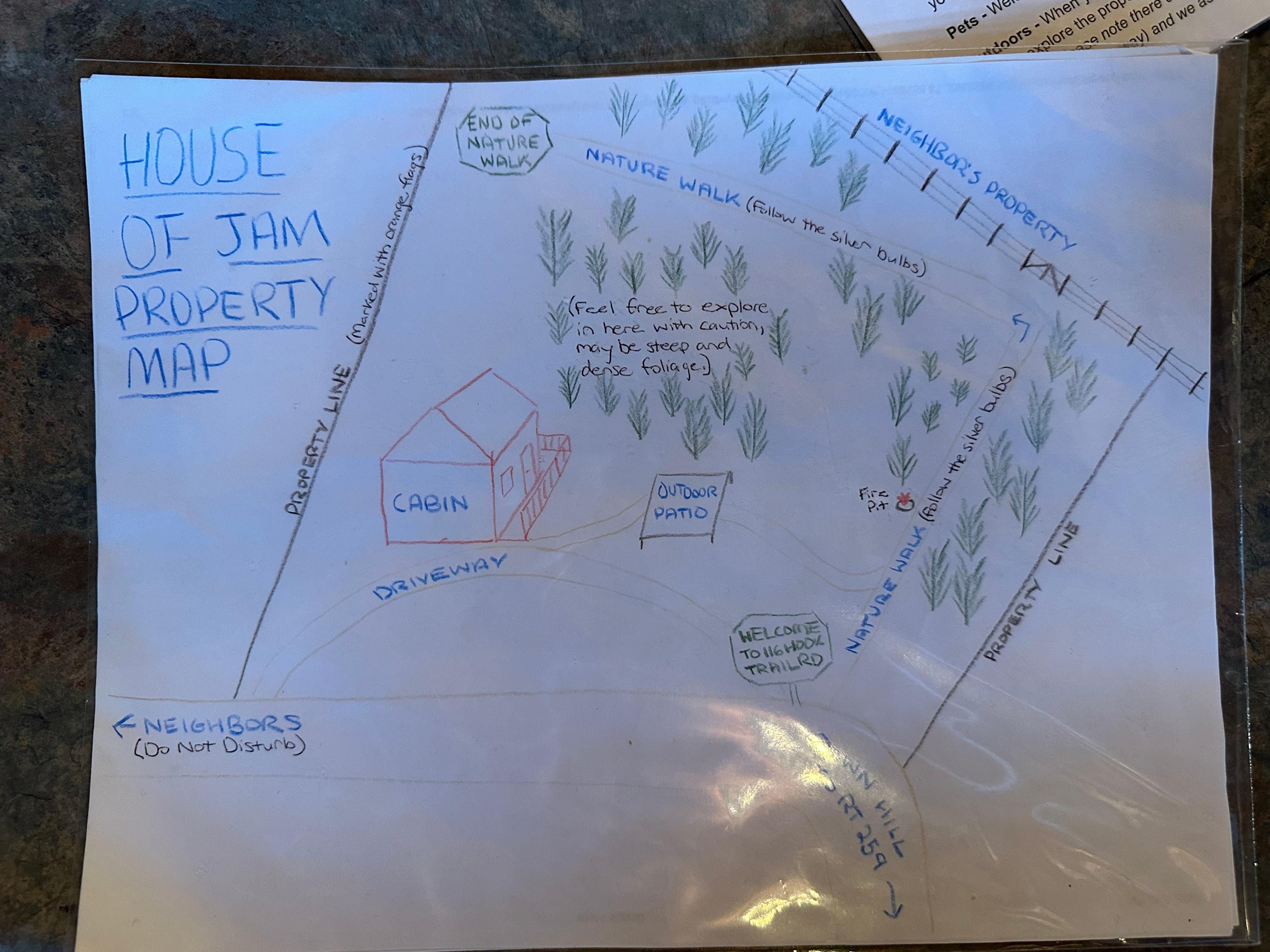 Adorable hand drawn map of property 
