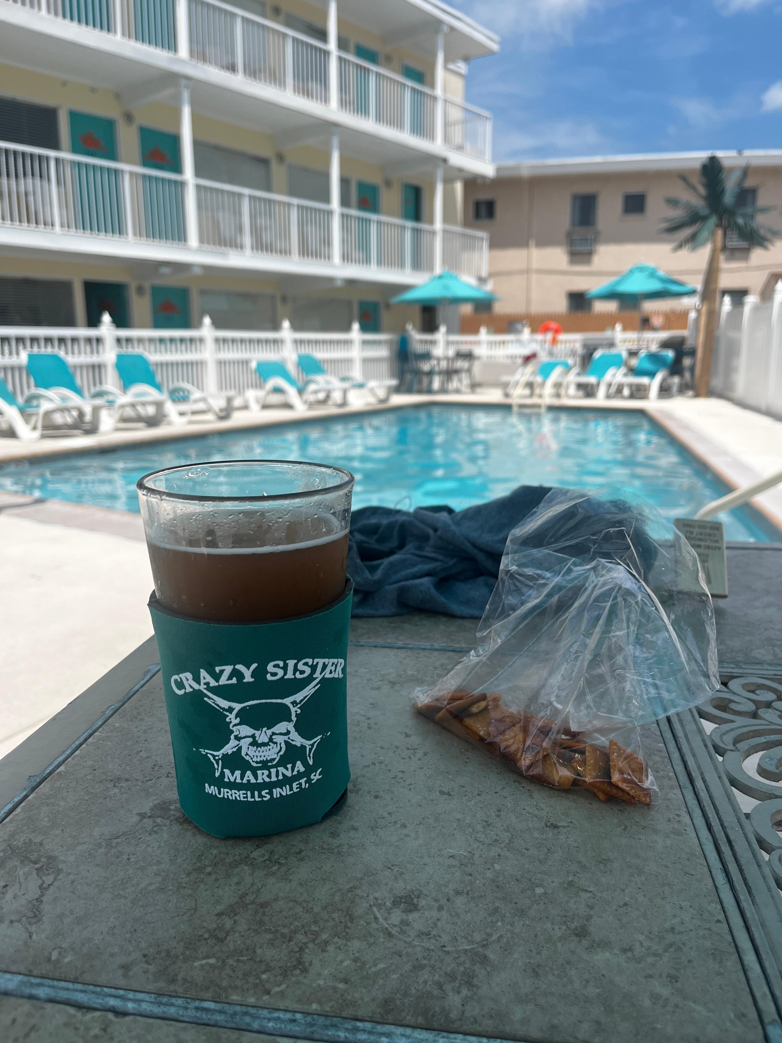 Pool area, very small & needed repair. Lounge chairs were old & not cleaned properly.