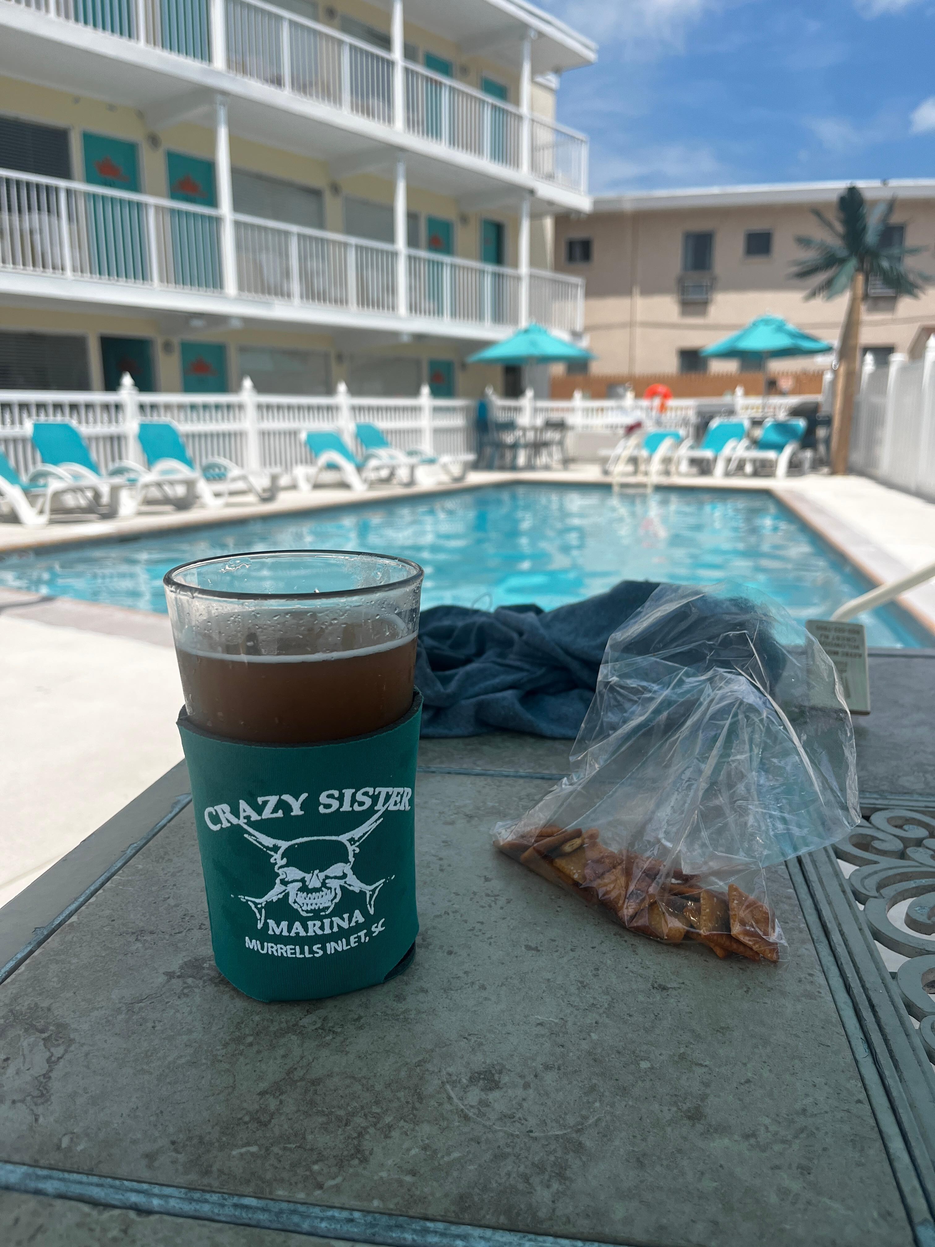 Pool area, very small & needed repair. Lounge chairs were old & not cleaned properly.