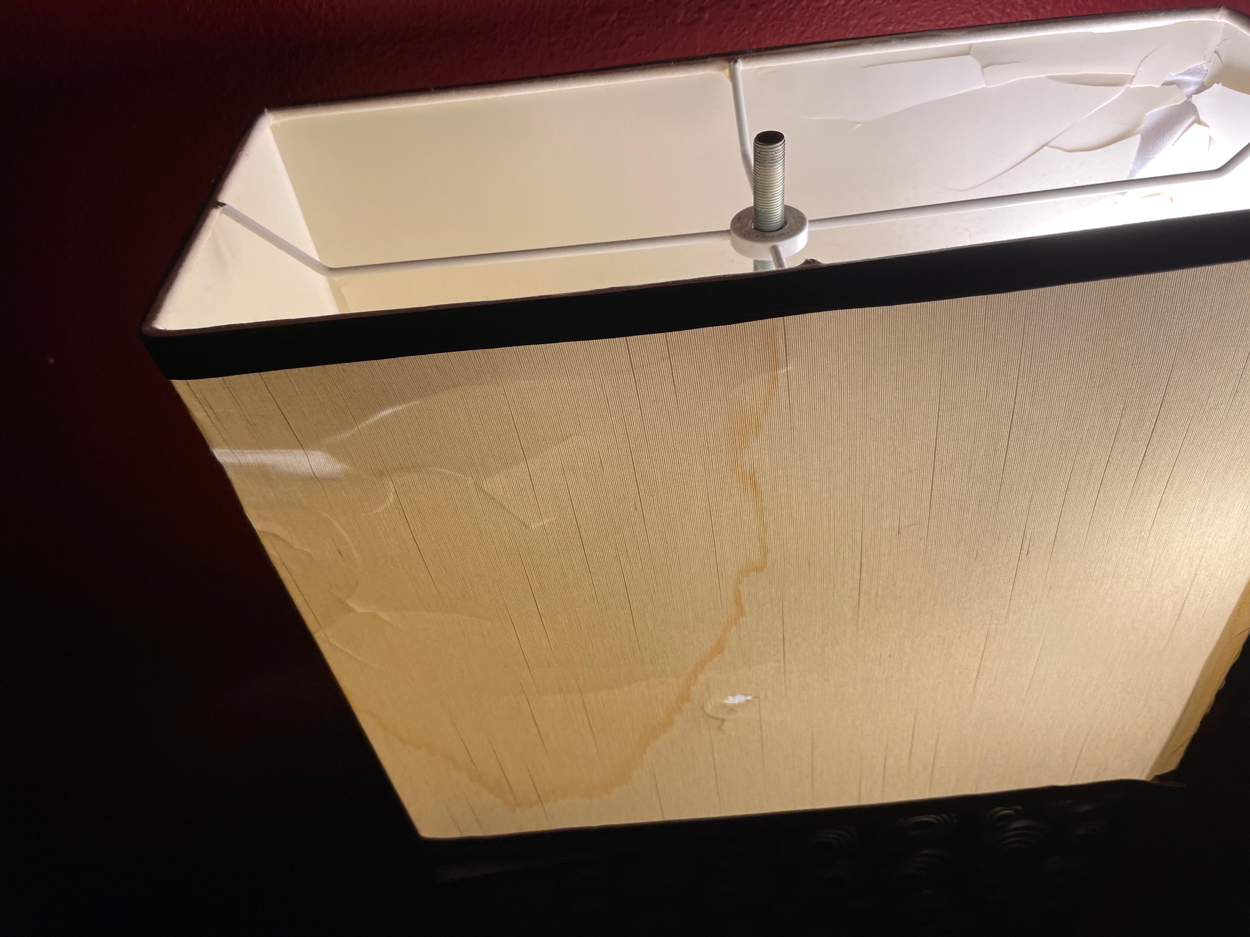 All the lamp shades look like the were removed from a rock and roll tour.
