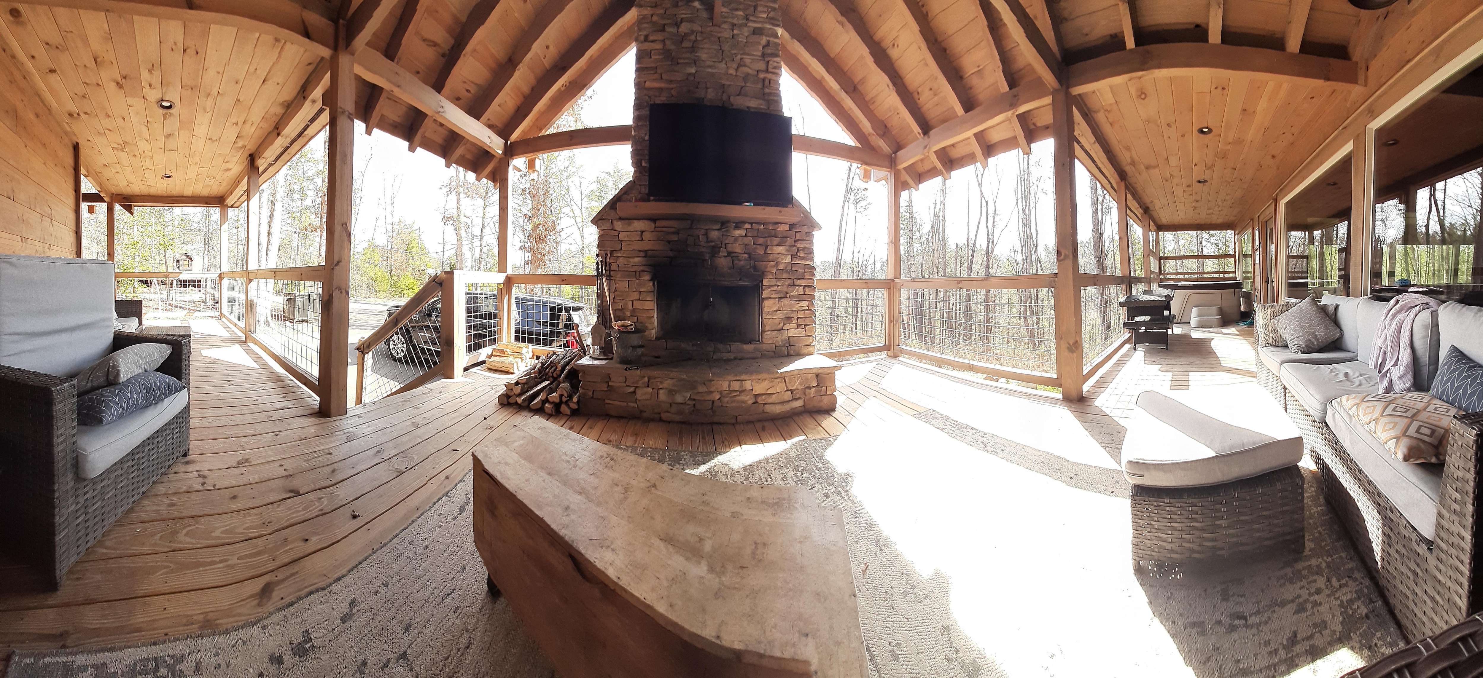 Sitting on the porch enjoying the sunshine and  tv.