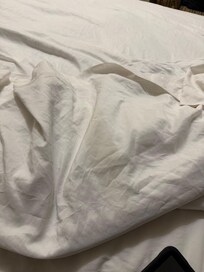 Stains all over the bedding.