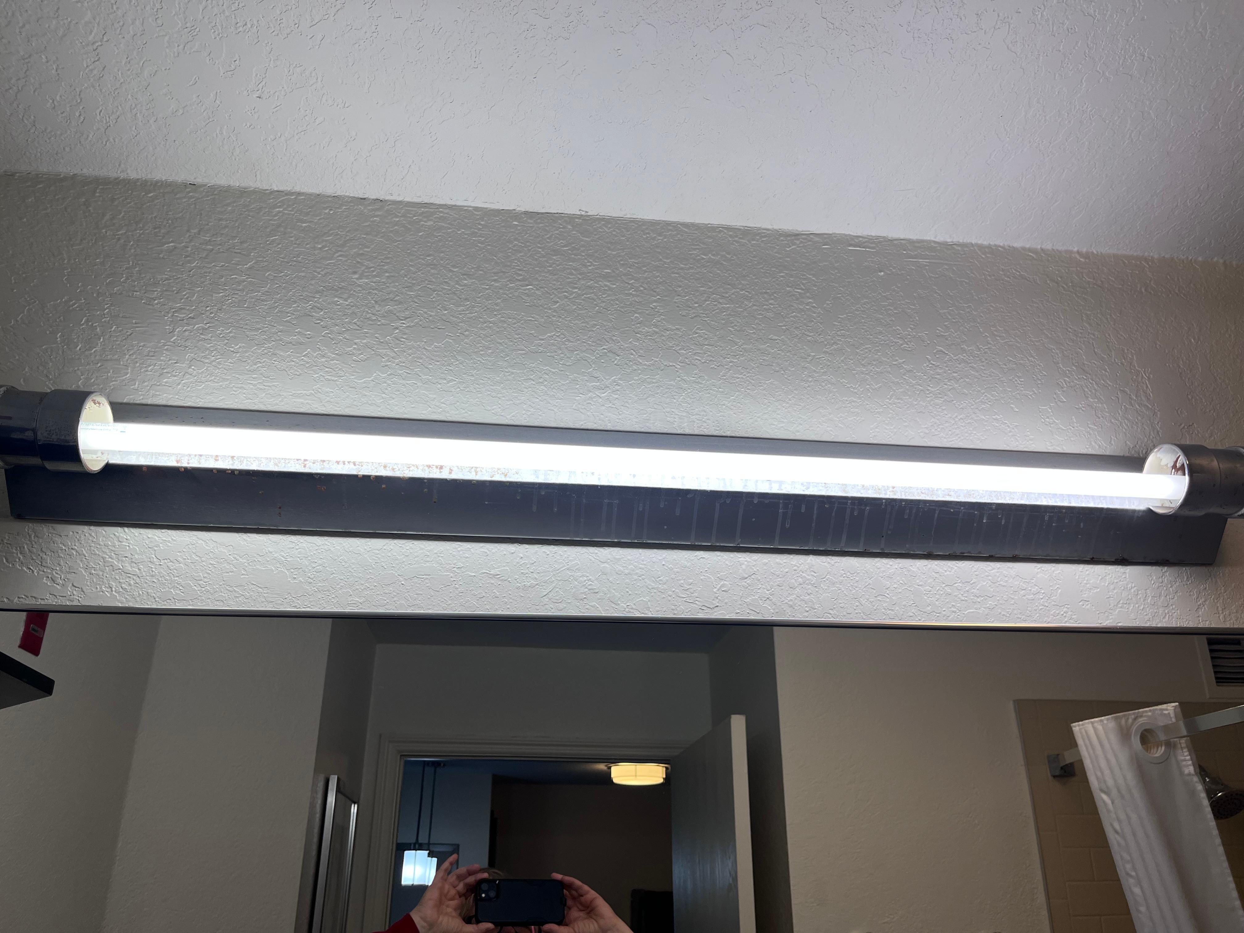 Bare bulb in bathroom 