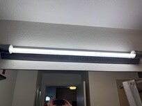 Bare bulb in bathroom