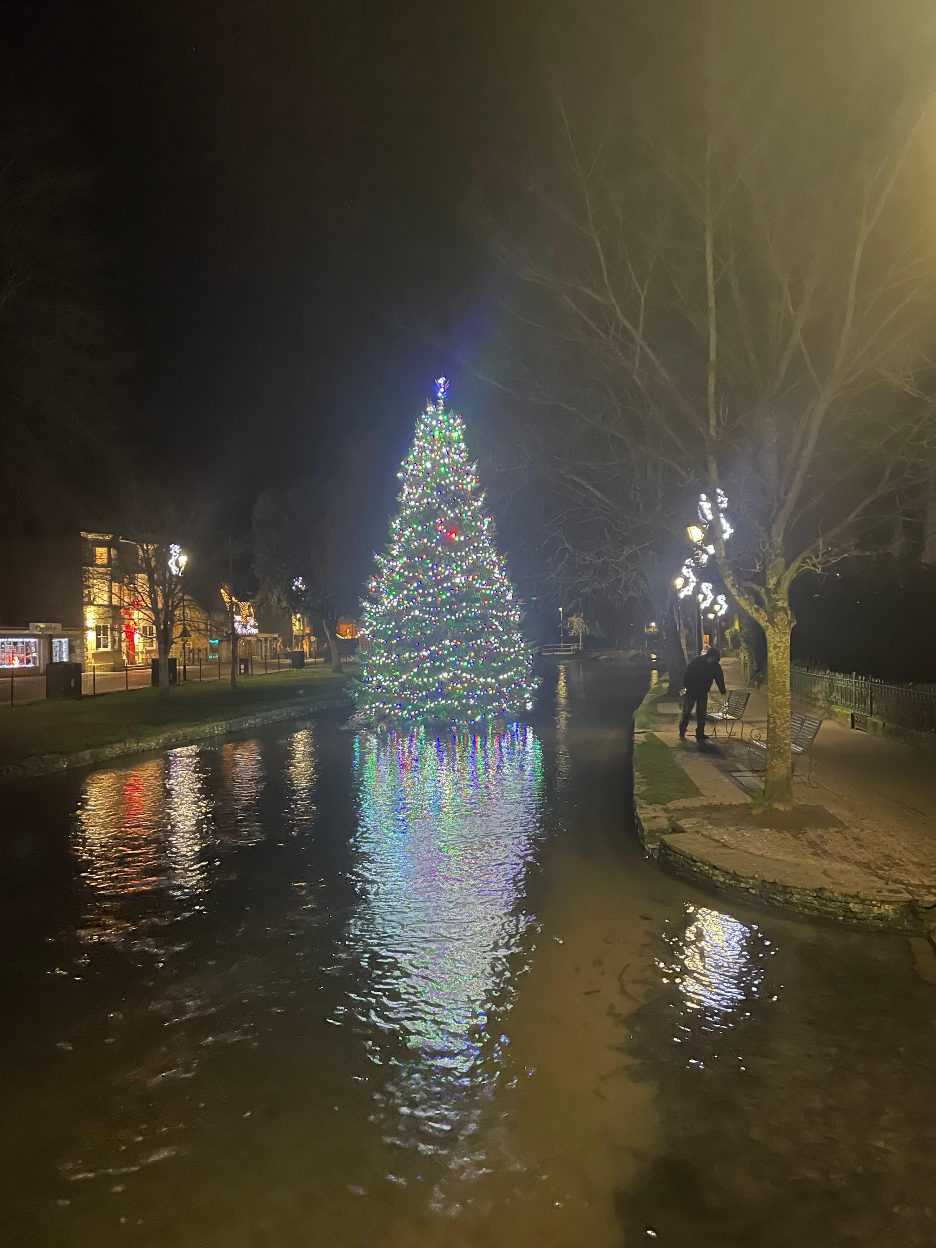 Xmas tree lights at Bourton on the Water