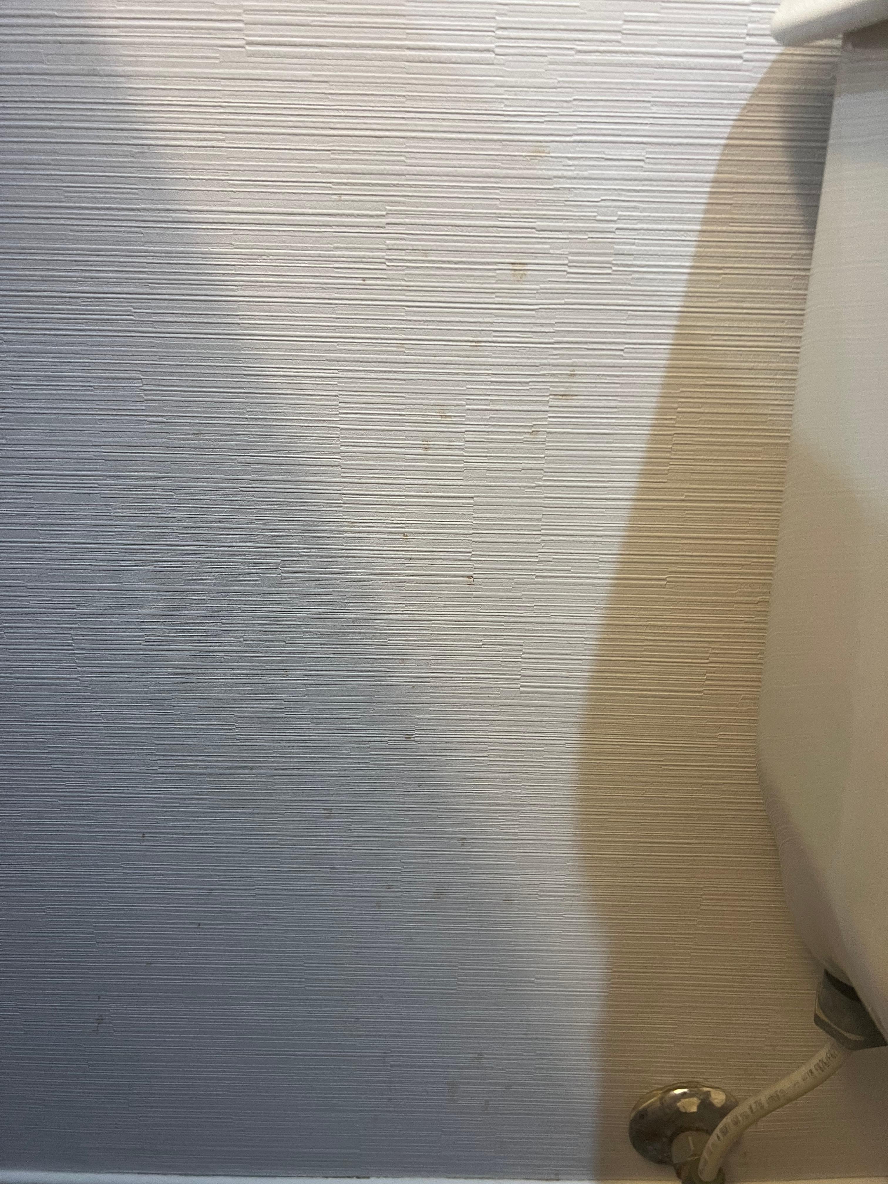 Brown splatter by toilet