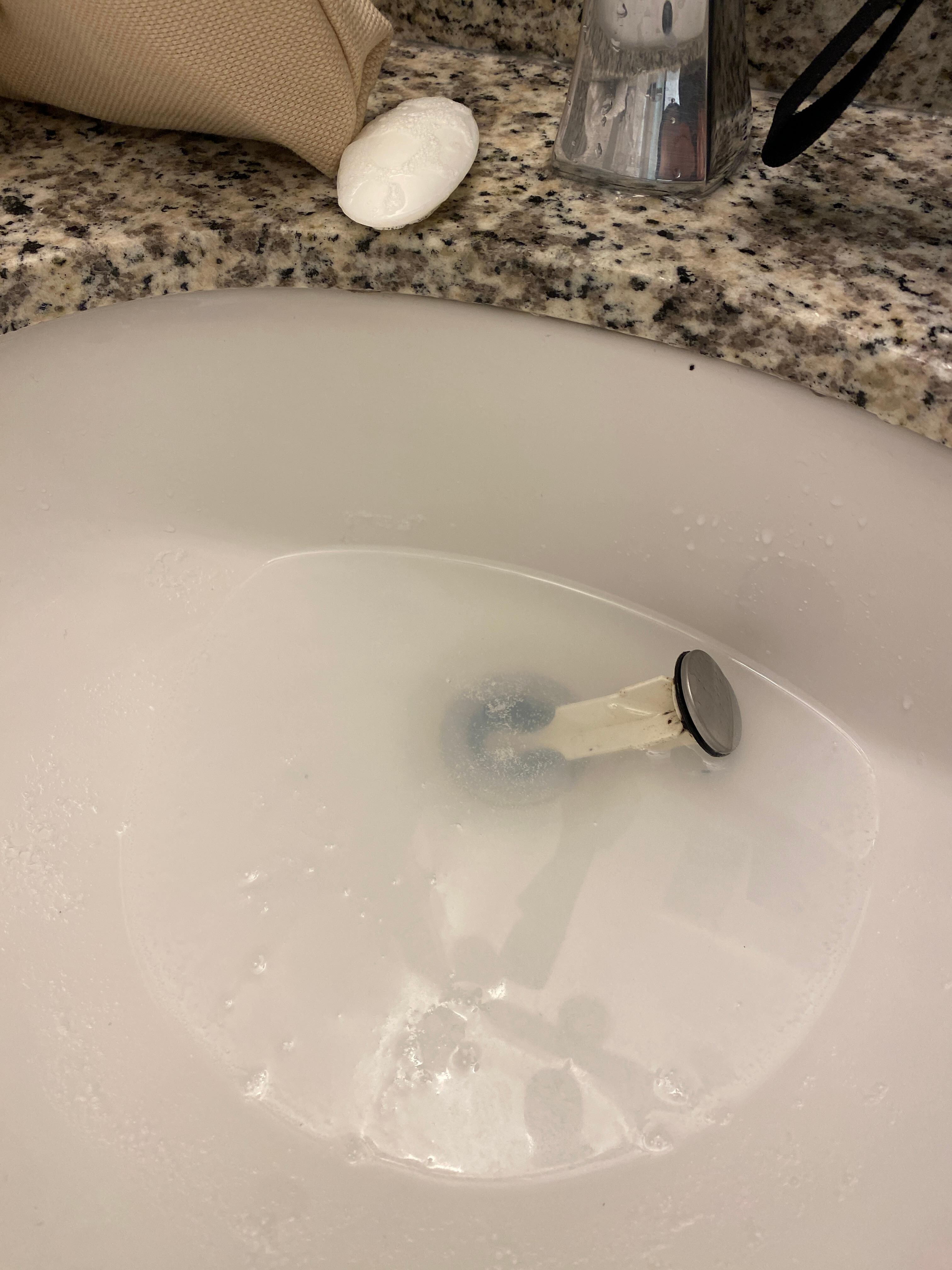 Standing water in sink.