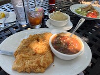 Had dinner at The Francis Southern Table and Bar. Beautiful patio! Food was really good. Fried pork chop with red beans and rice. Delicious!