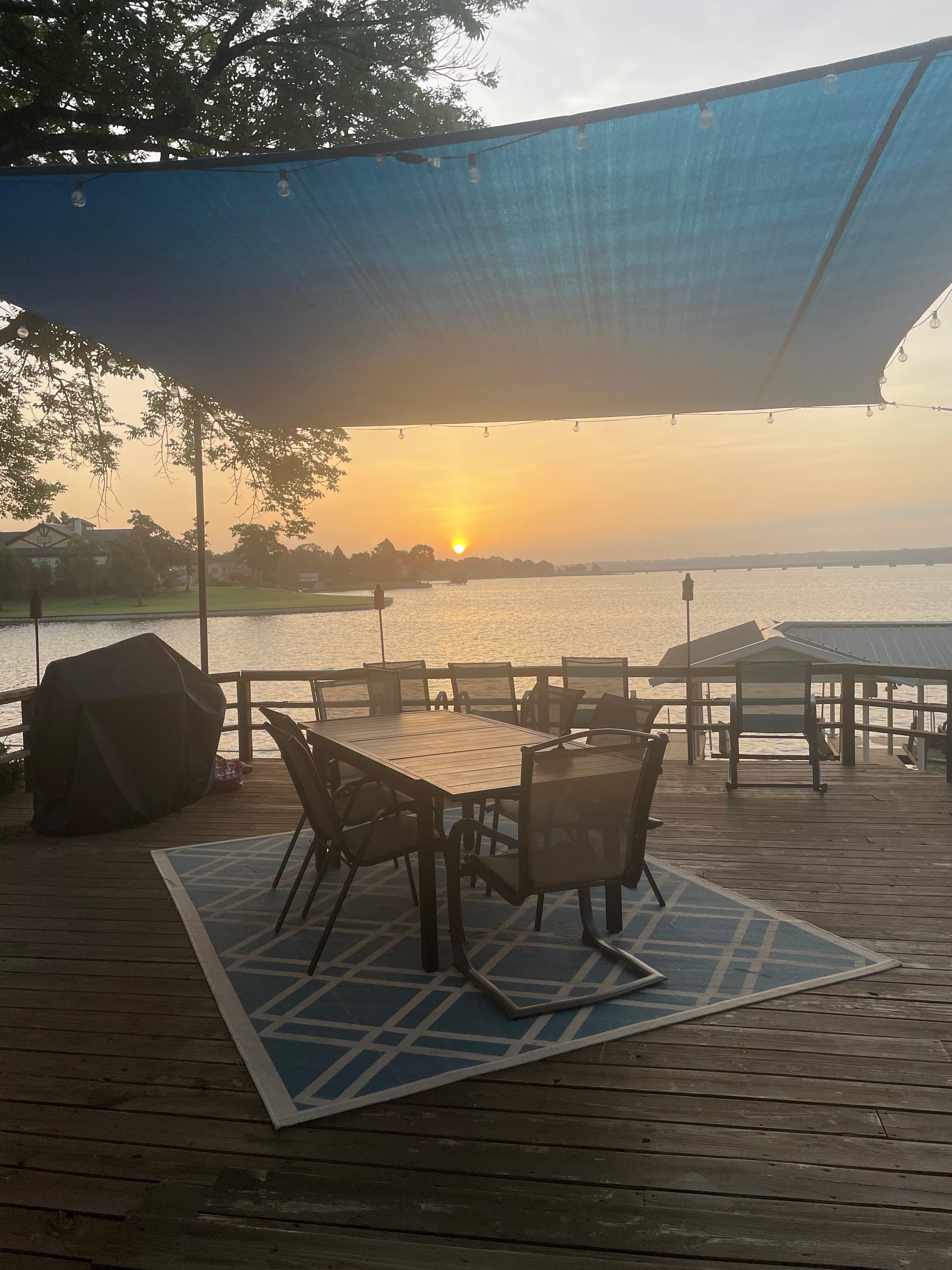 On the deck enjoying the beautiful sunrise! 