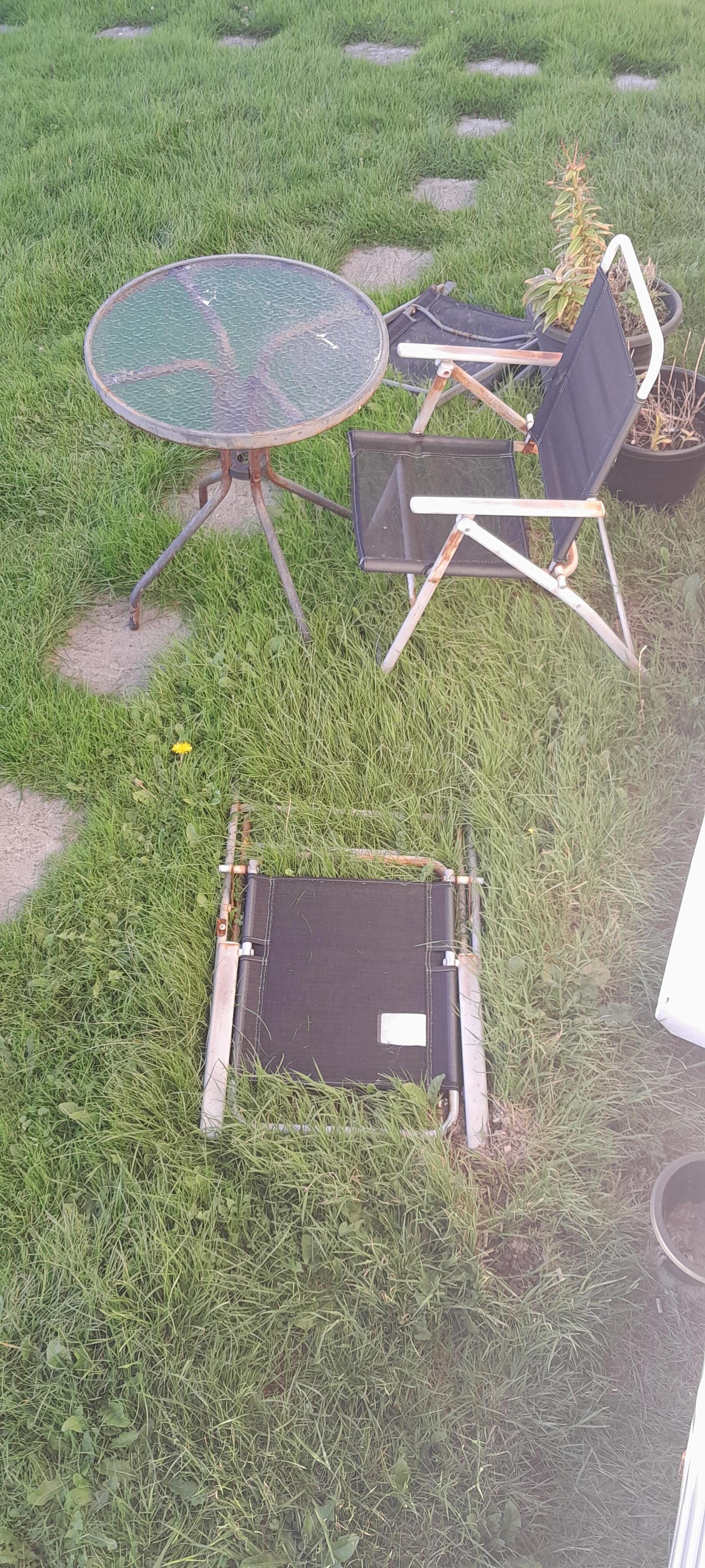 Outdoor rusty furniture.