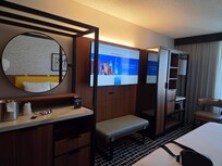 Modern but there was no fridge.