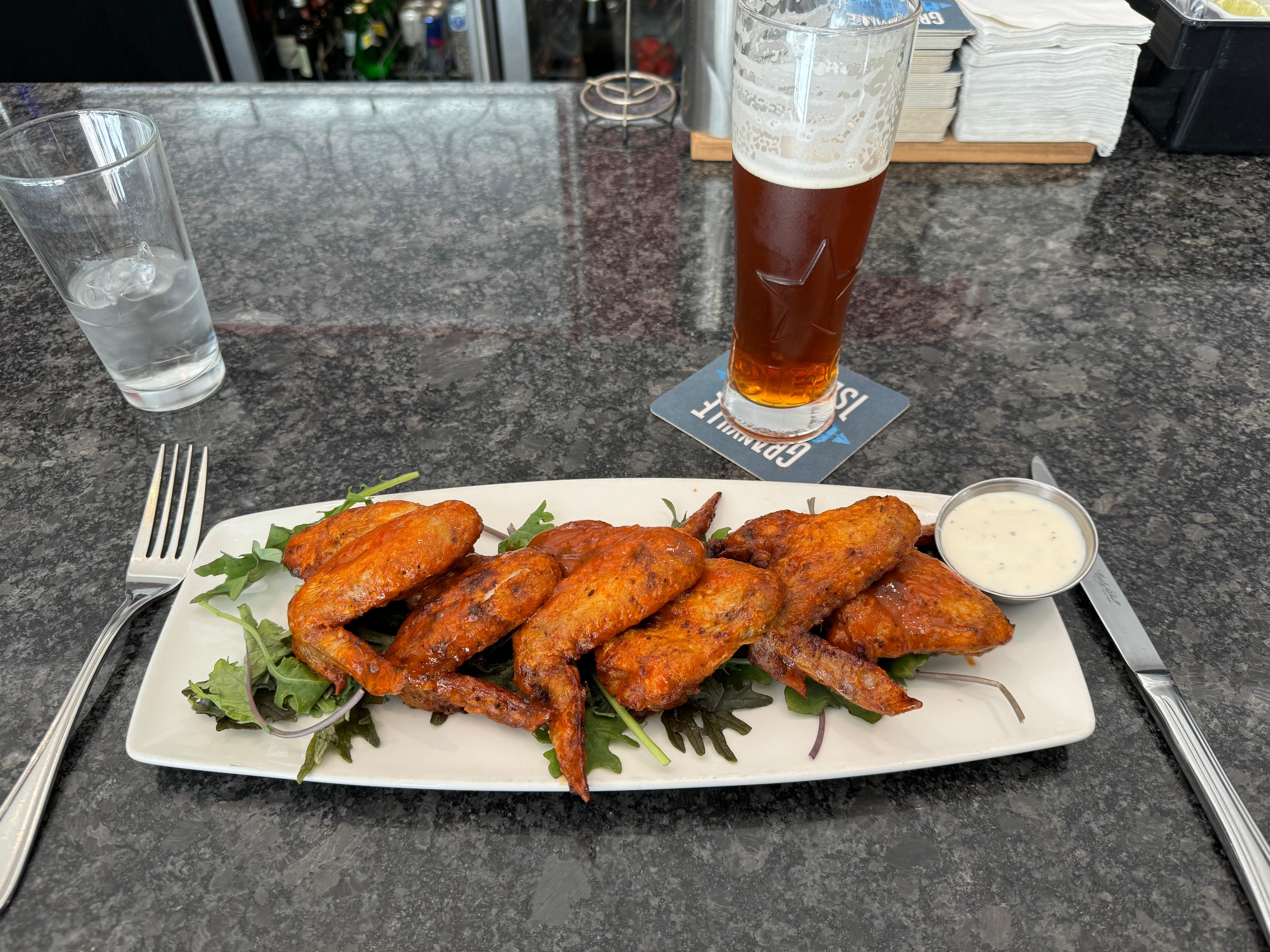 The hot wings in the restaurant were amazing 