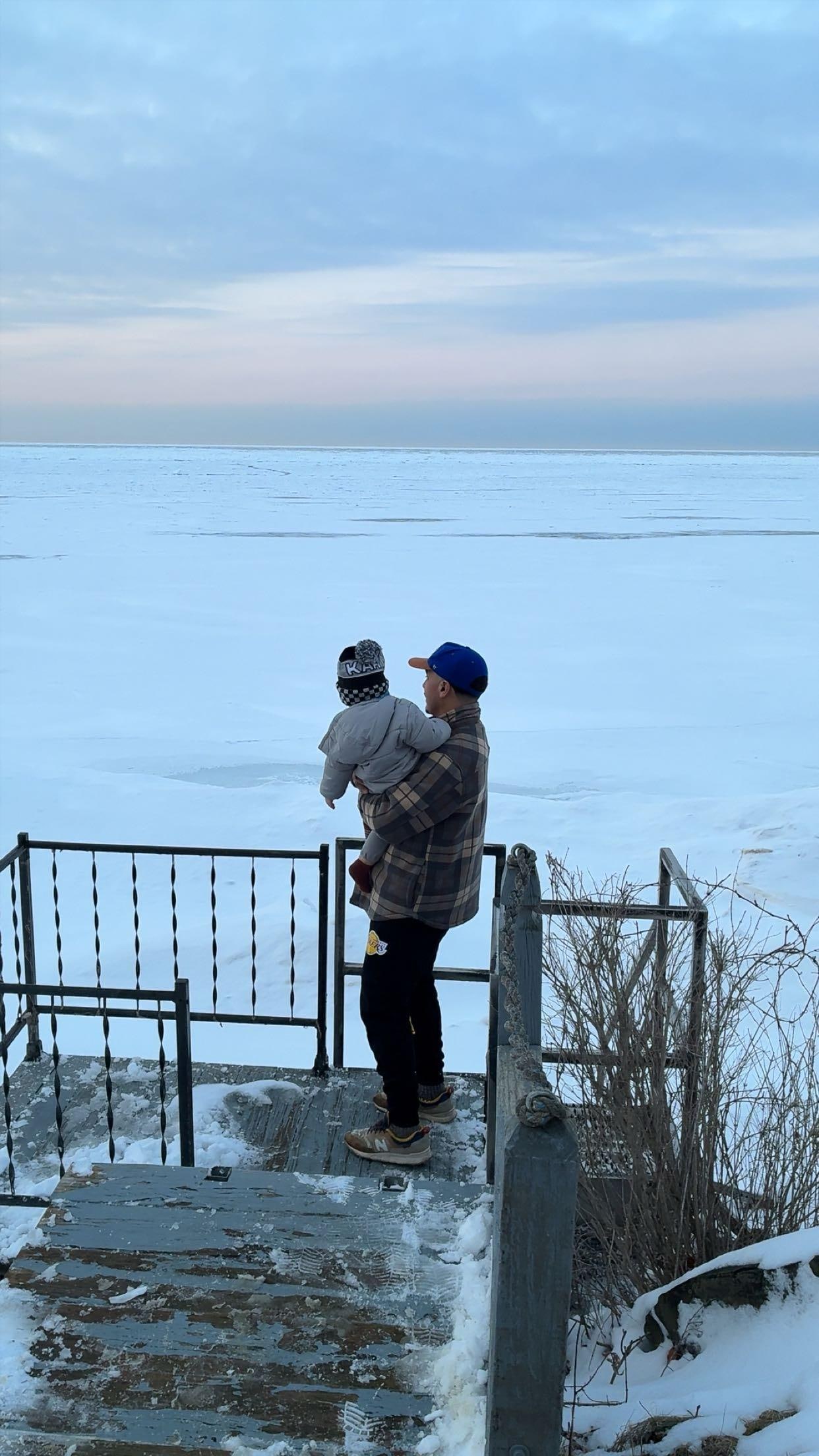 Father & Son on viewing deck.