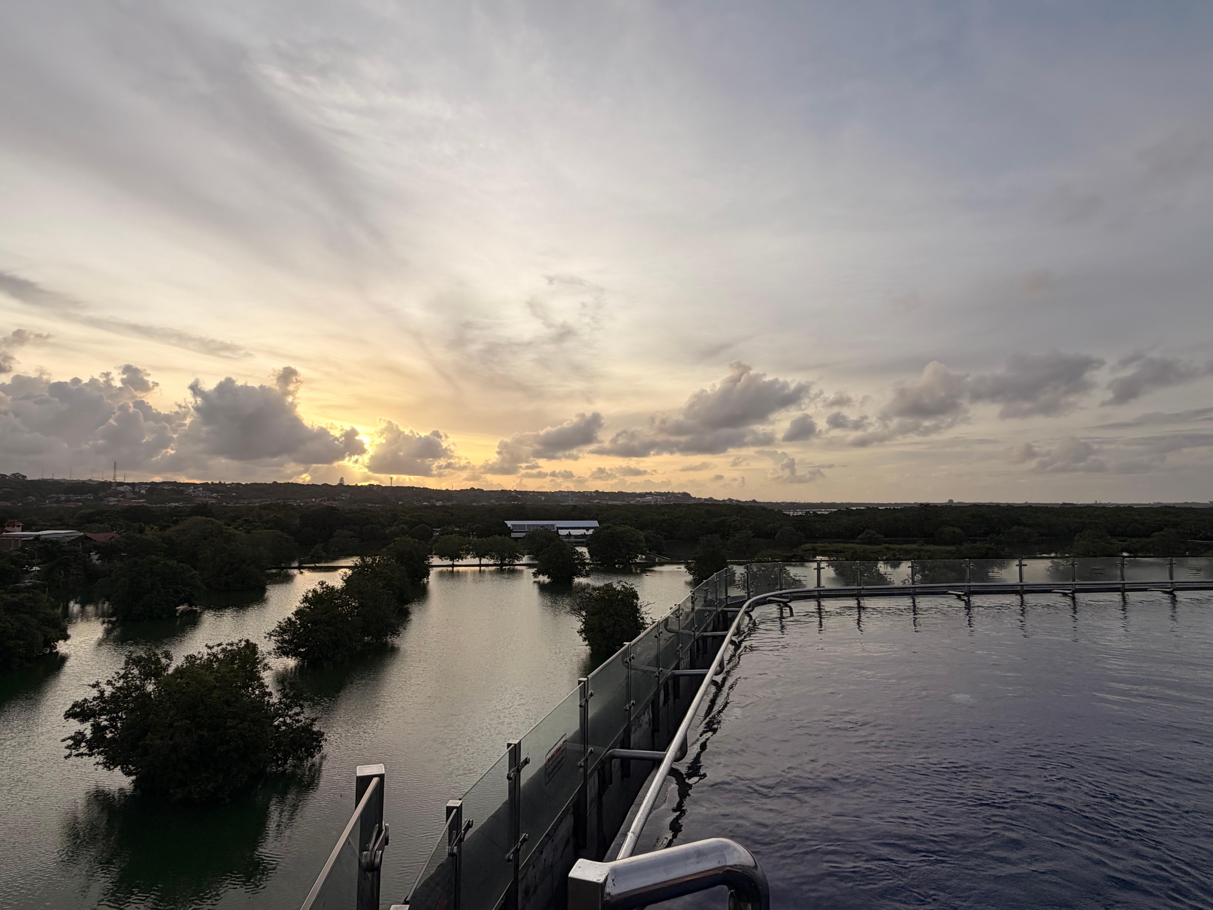 Rooftop pool view of sunset