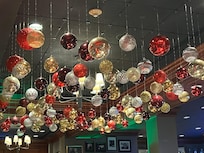 Ceiling of the restaurant in the hotel.