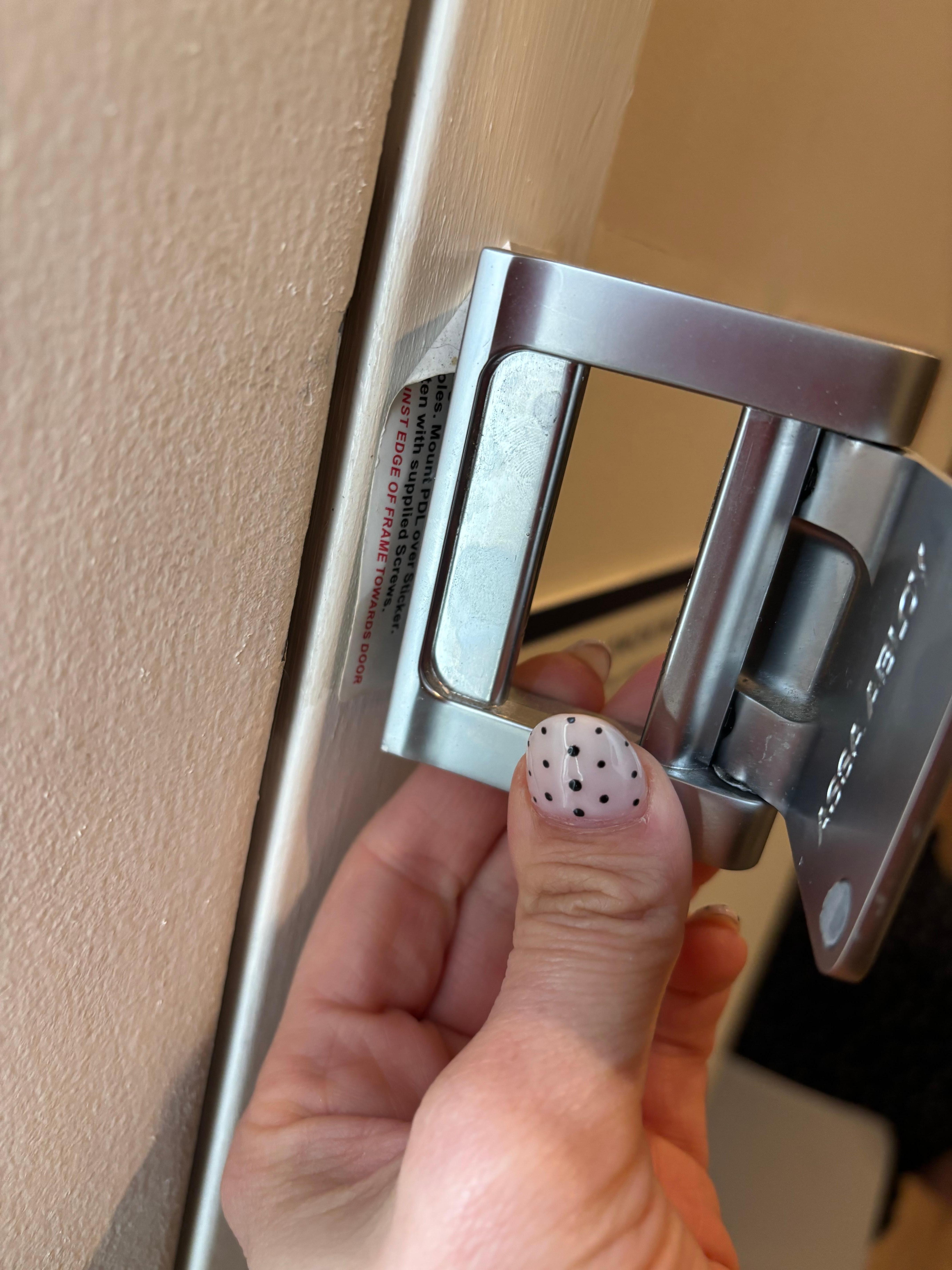 Our lock was also broken so we had to use the ironing board to block entry into the door. 