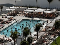 Exercise with the staff in the pool