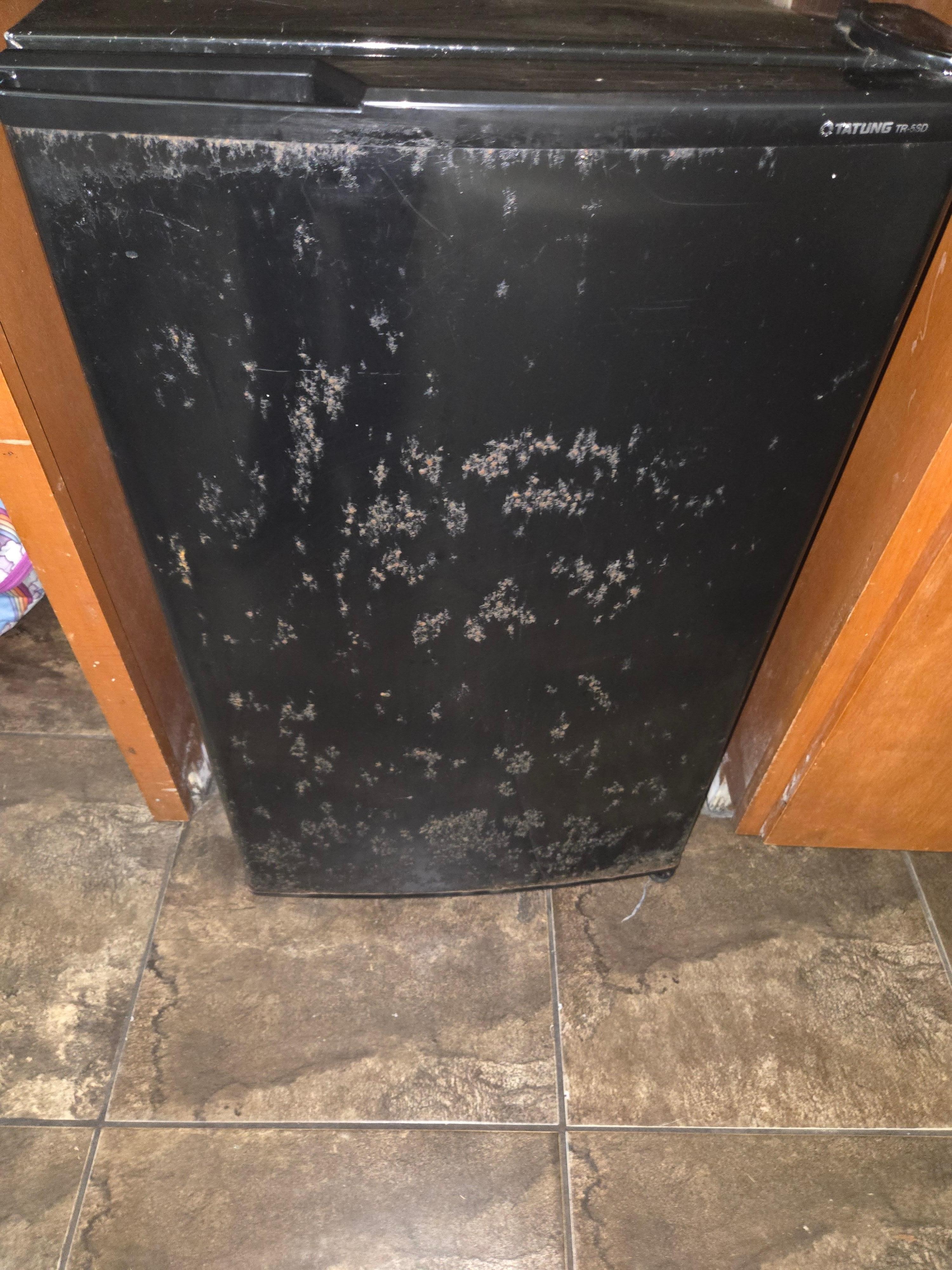 Outside of fridge was sticky and rusted