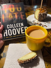 Coffee from the General Store, Gourmet apple and a good book.