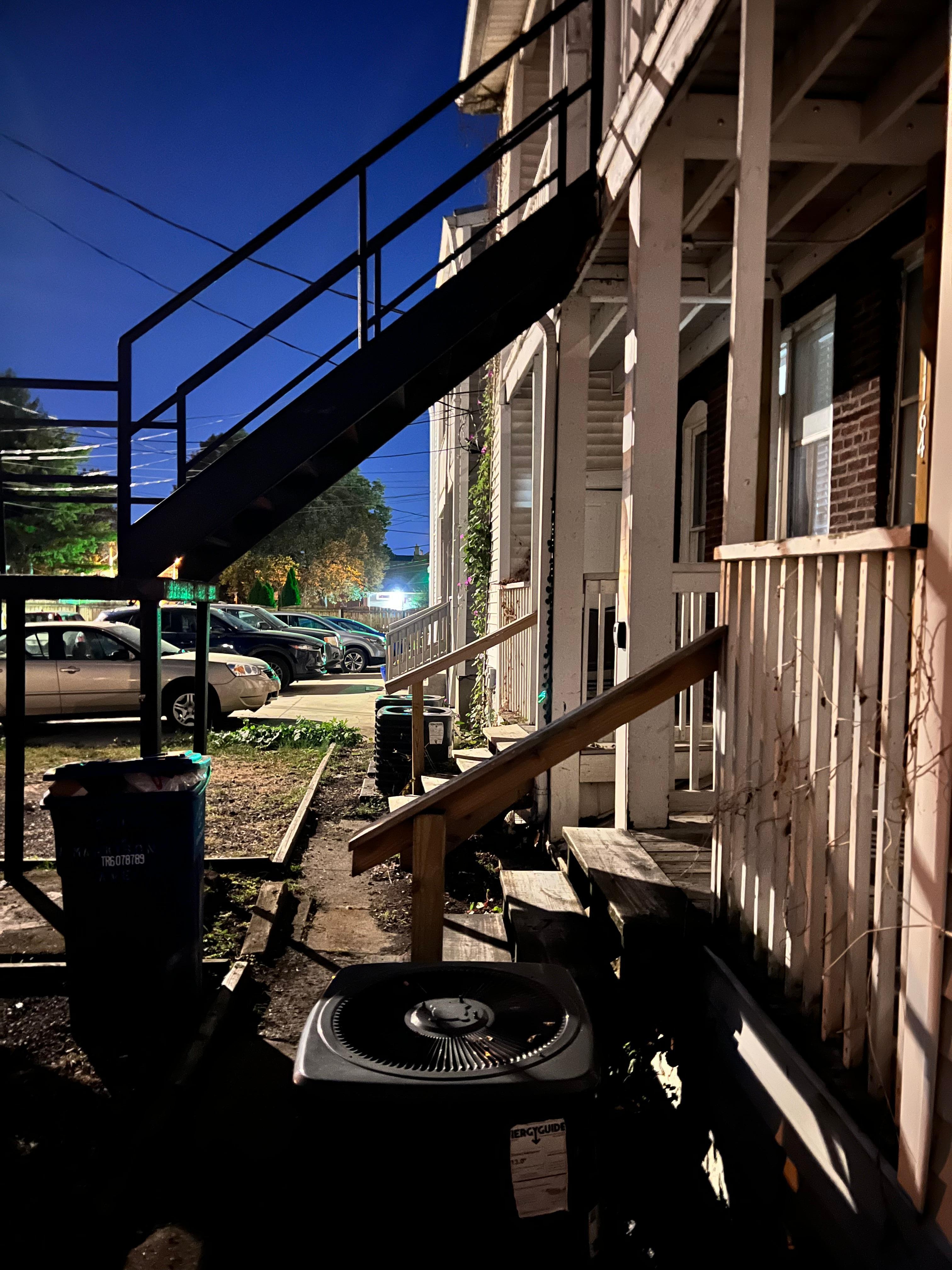 Entry through the dark back alley.  