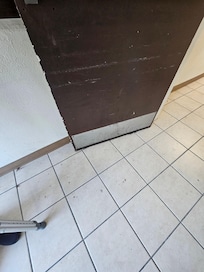 floor in hallway, not swept or mopped in some time. Ice machine was broken