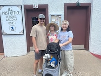 Jerome AZ…close to Prescott Valley. We are in front of the US Post Office. A closed copper mining town. When it closed in 1952, it mined enough copper to supply 13 lbs of copper for person each person on the planet.