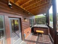 Two security cameras above the hot tub.