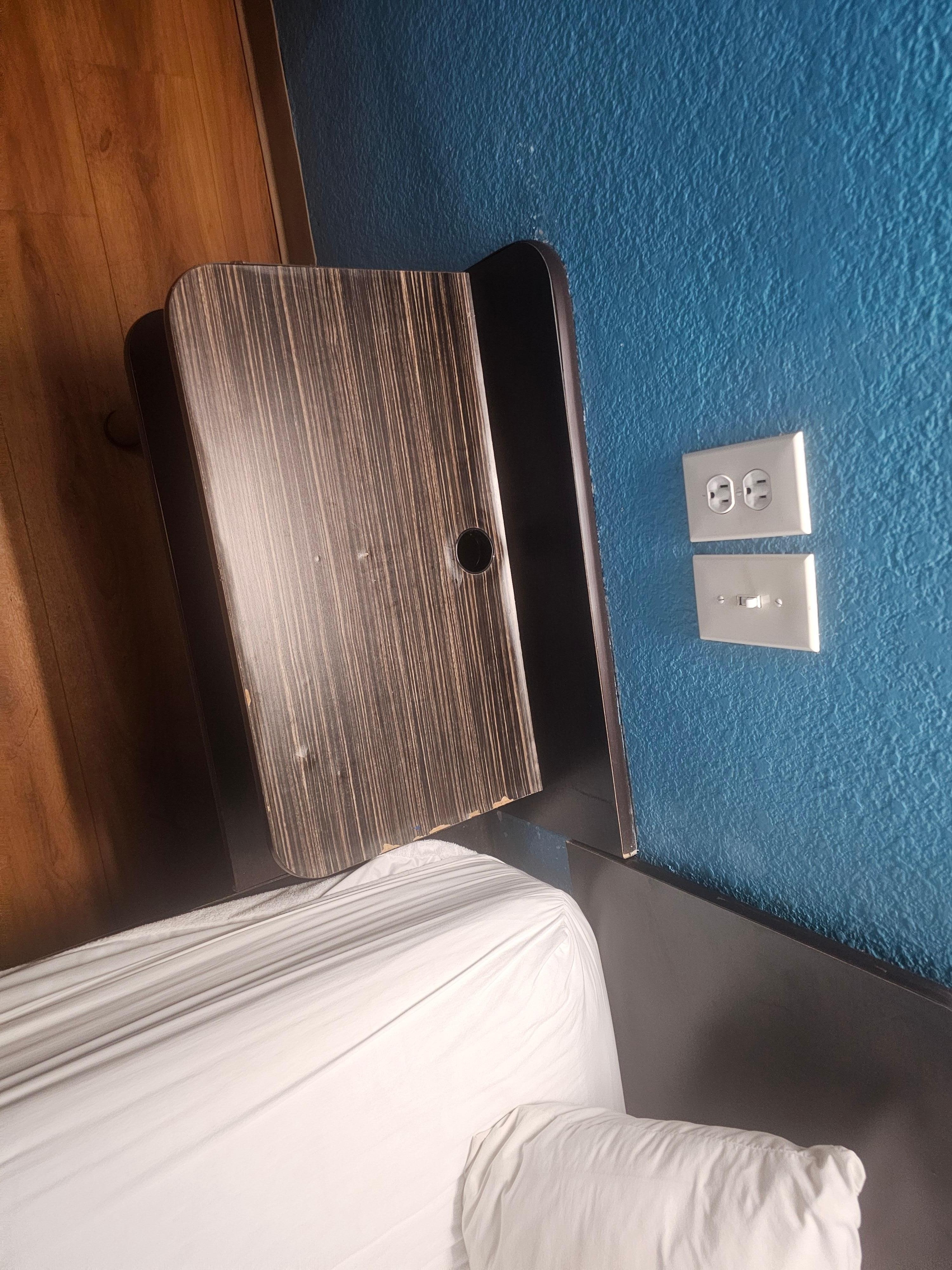 Night table with water damage 