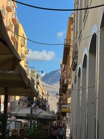 View from hotel lobby on the Via Maqueda, main pedestrian artery.