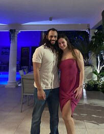 Fun lighting outside and in pool area