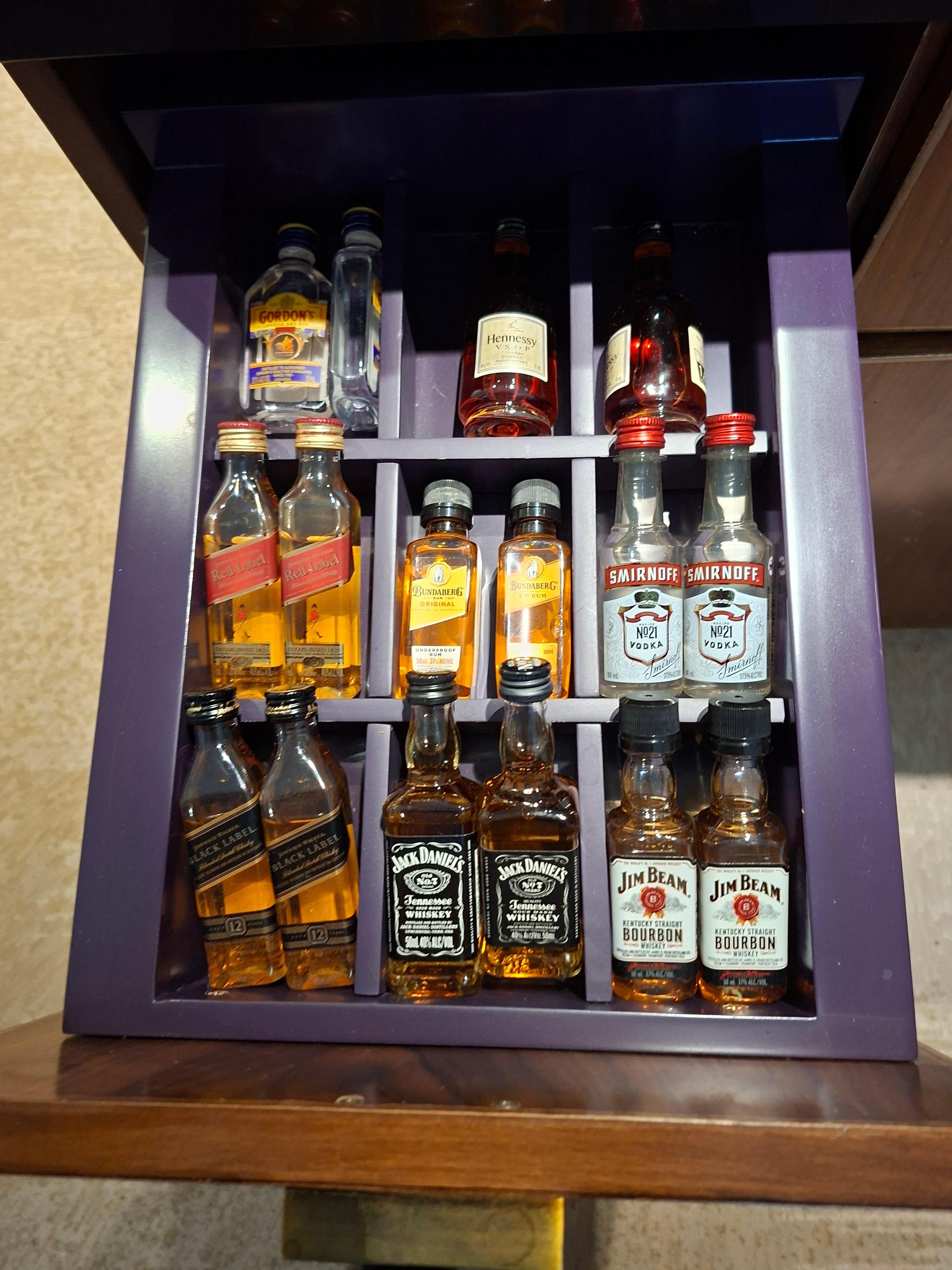Well stocked mini bar