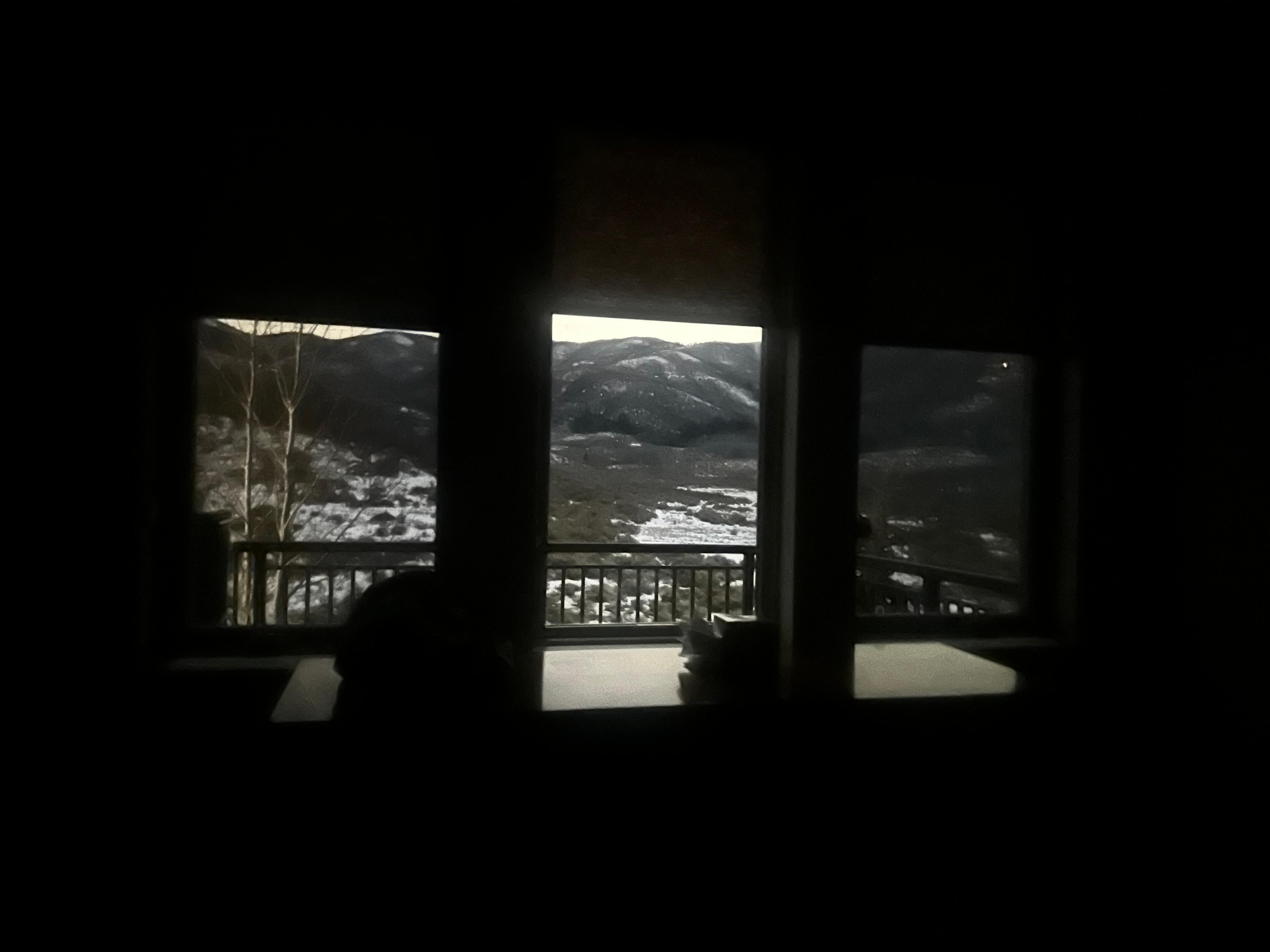 View out of master bedroom at night 