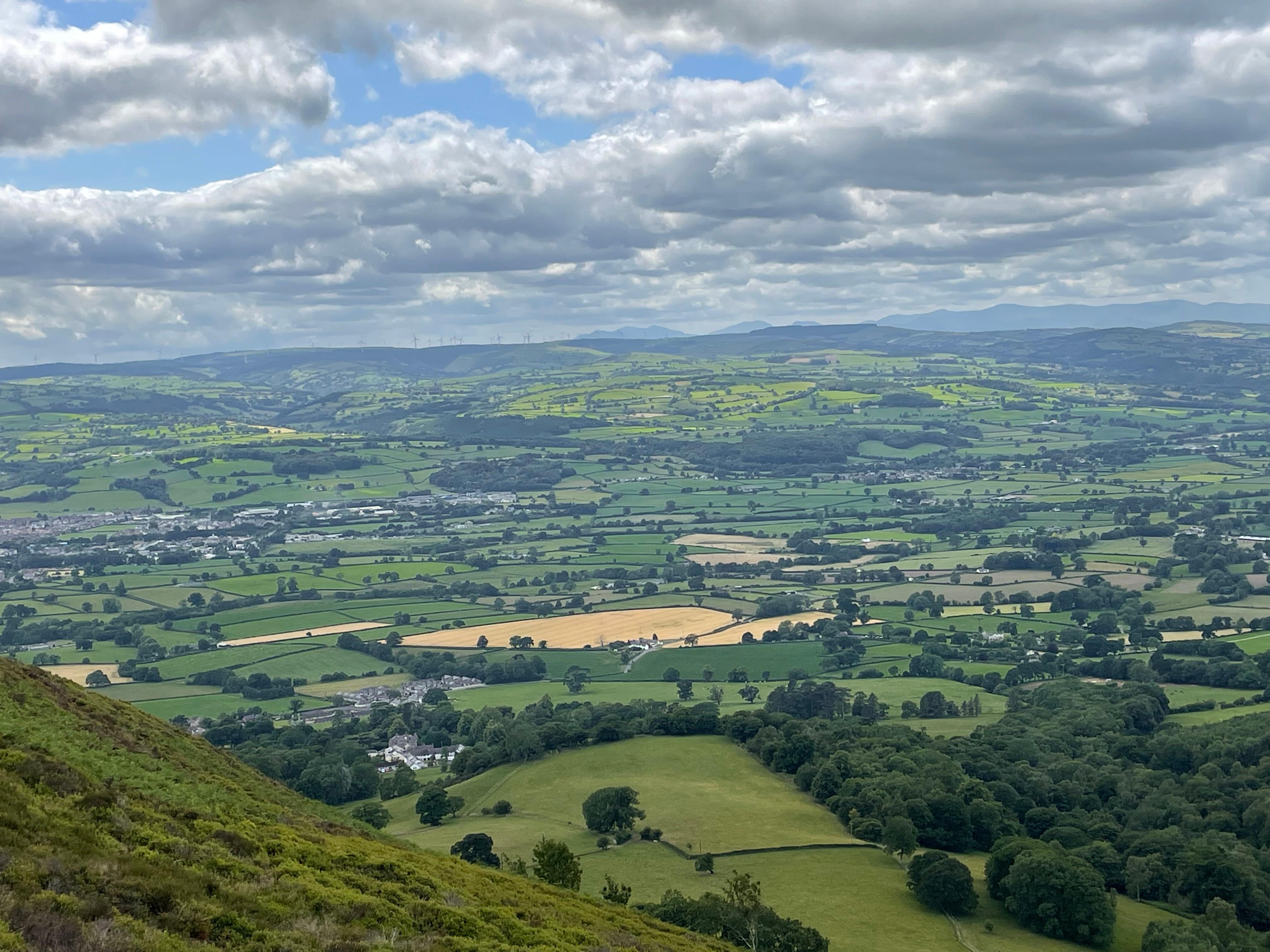 Overlooking Ruthin from Offas Dyke trail in Clywdian hills
