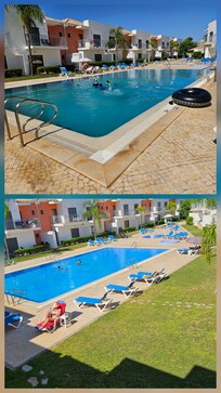 Pool before (lower picture) and after