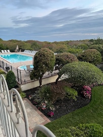 View of the pool from the balcony