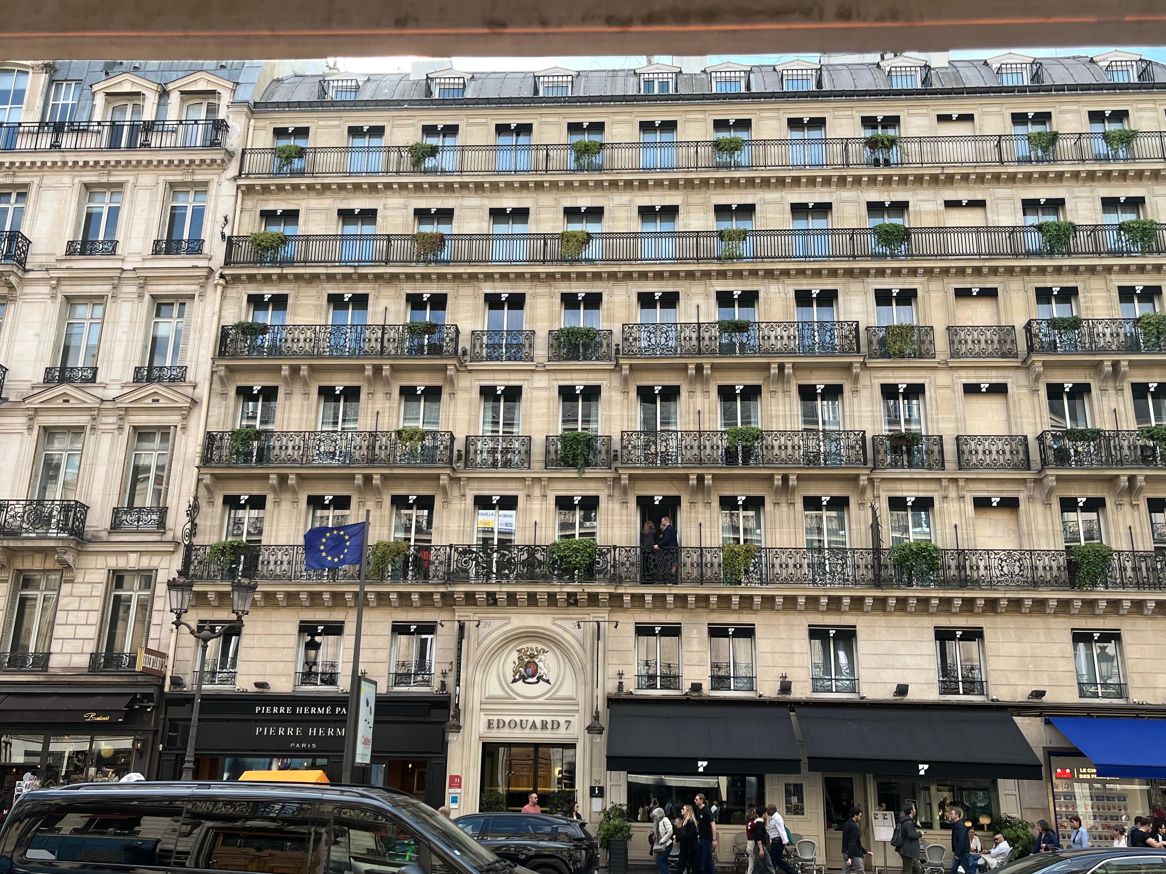 Font view of hotel. Our room was on third floor just above the main entrance.